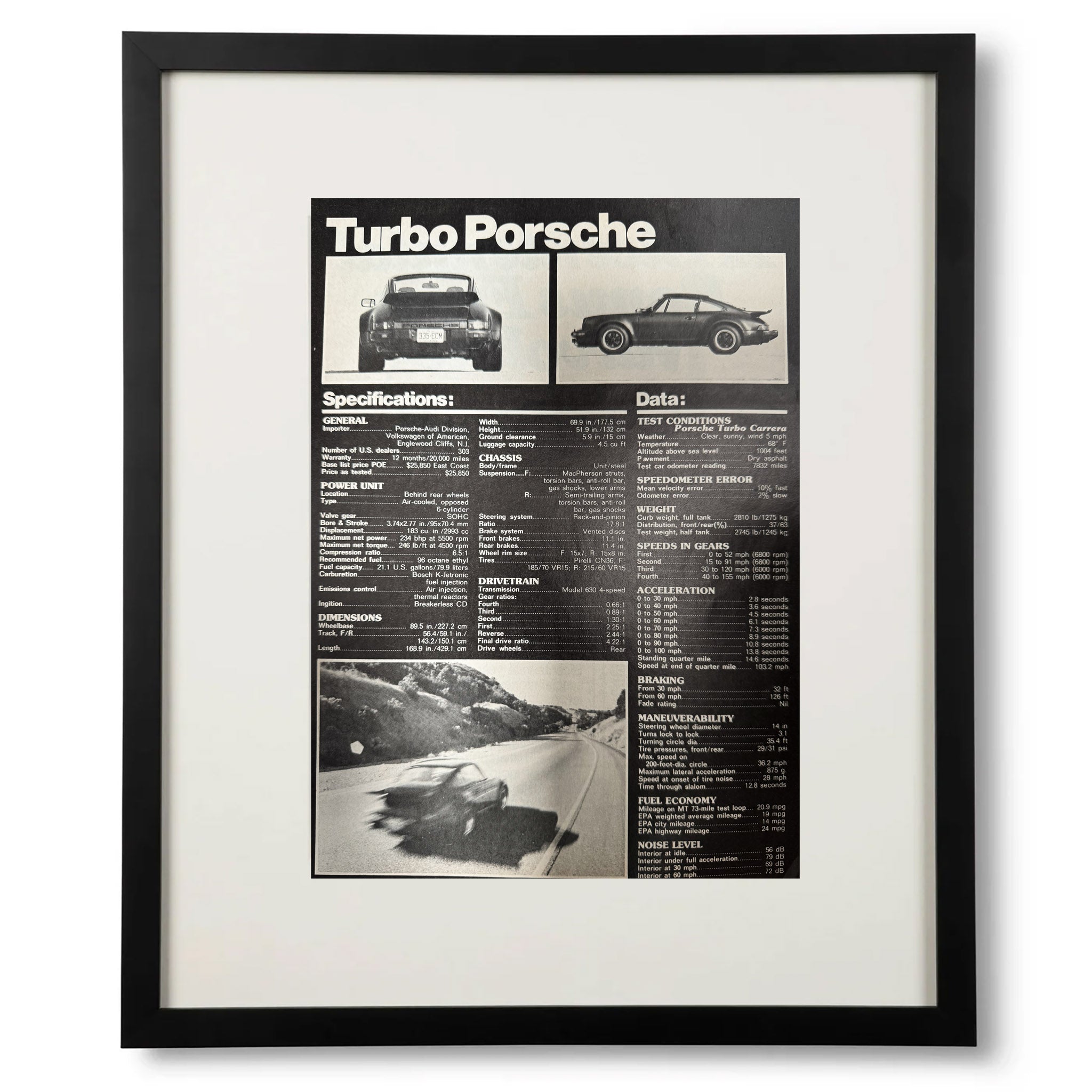 Porsche 911 Turbo Specifications Ad