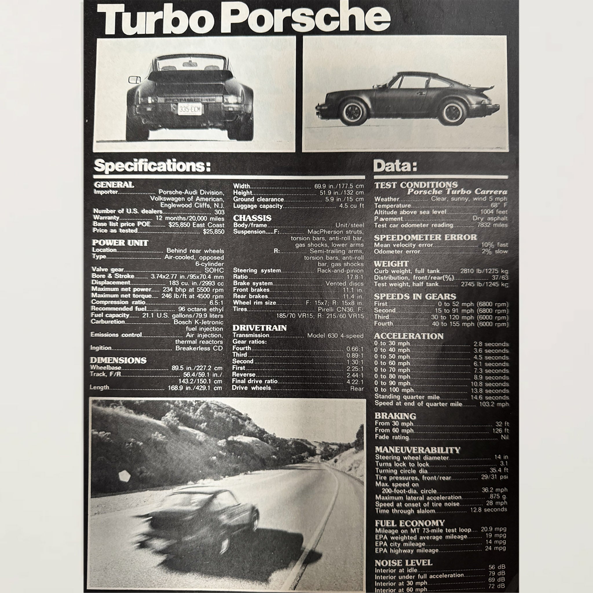 Porsche 911 Turbo Specifications Ad