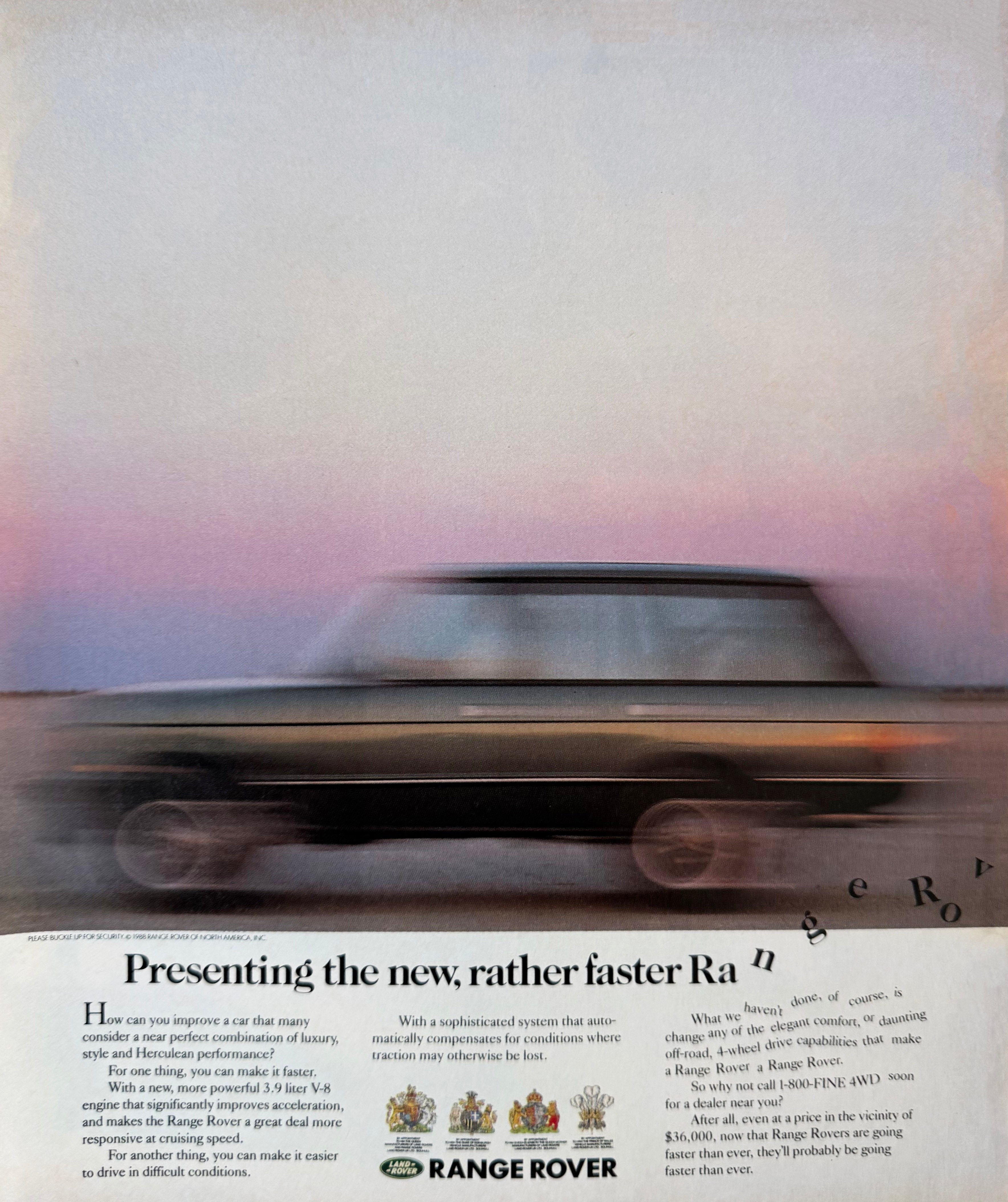 Framed Range Rover 'Presenting the New Faster' Ad