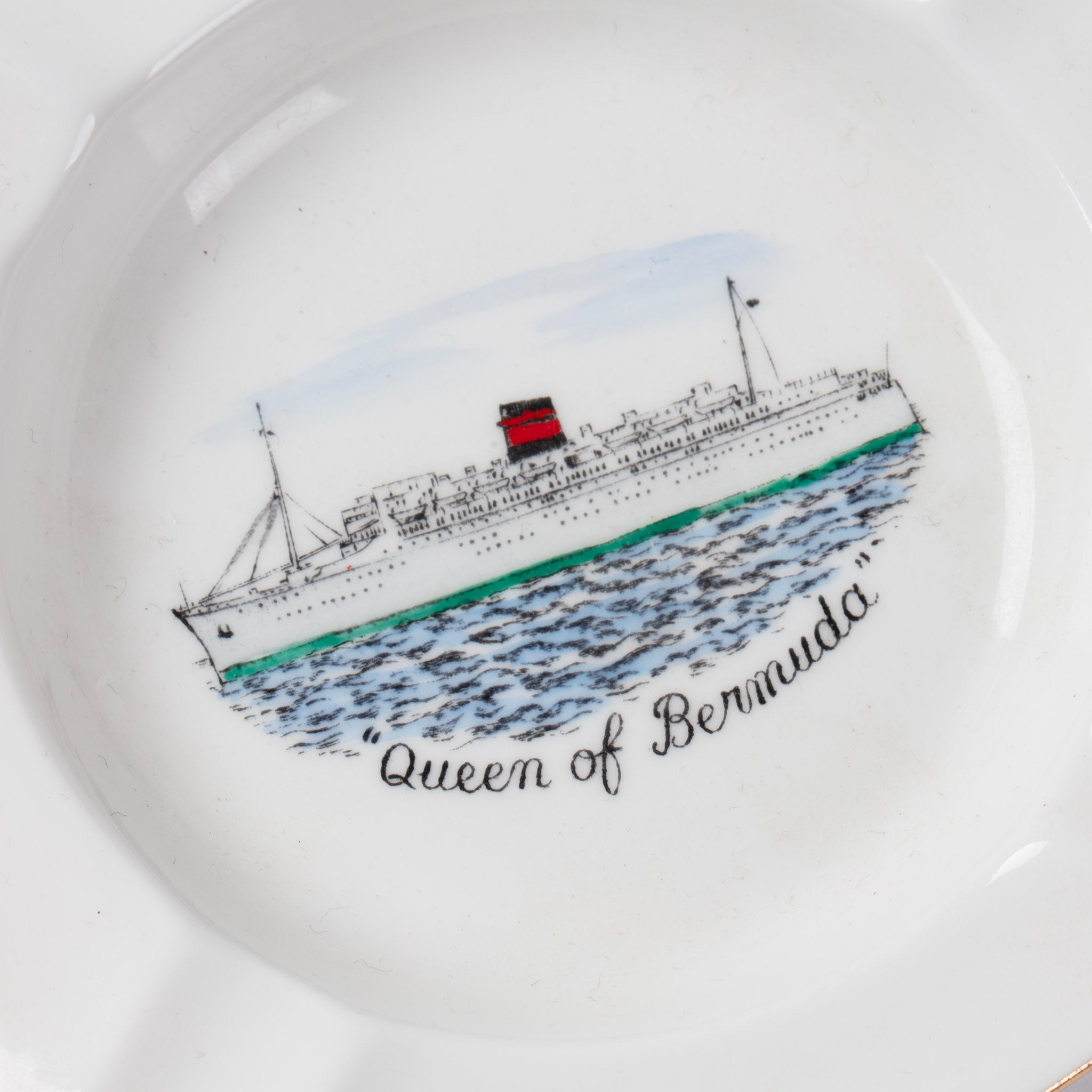 Midcentury Queen of Bermuda Ocean Liner Ashtray