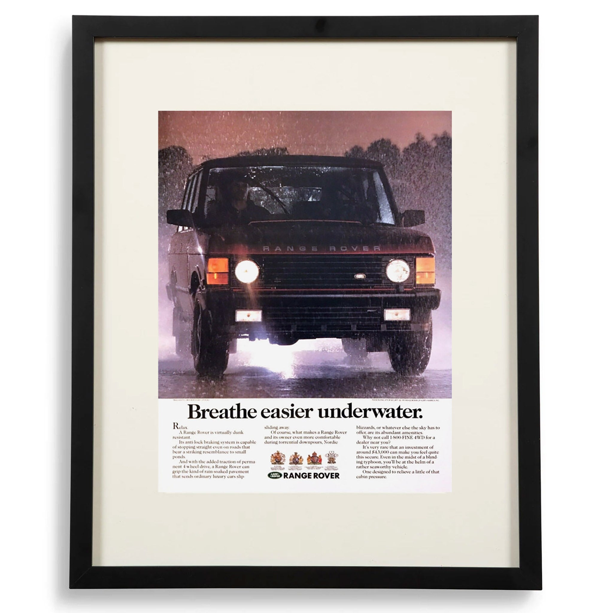 Framed Range Rover Breathe Easier Under Water Advertisement