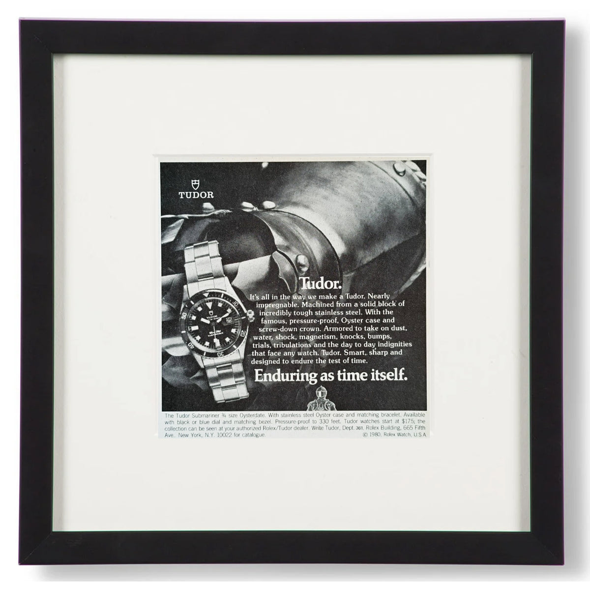 Framed Vintage 1980 Tudor Submariner Advertisement