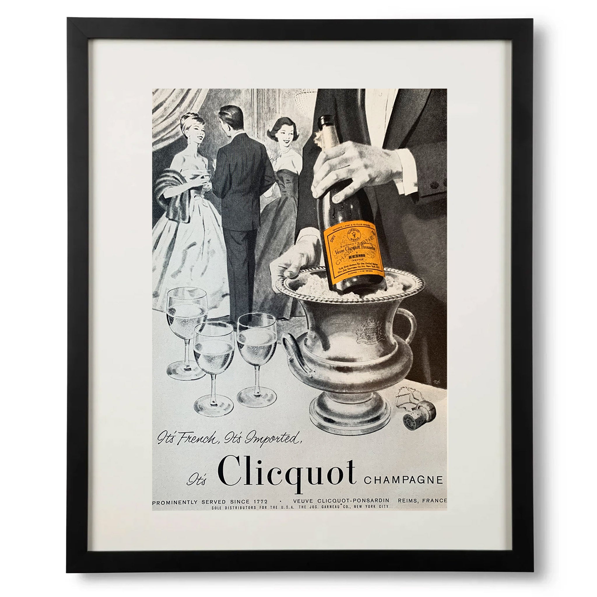 Framed Veuve Clicquot Champagne Advertisement