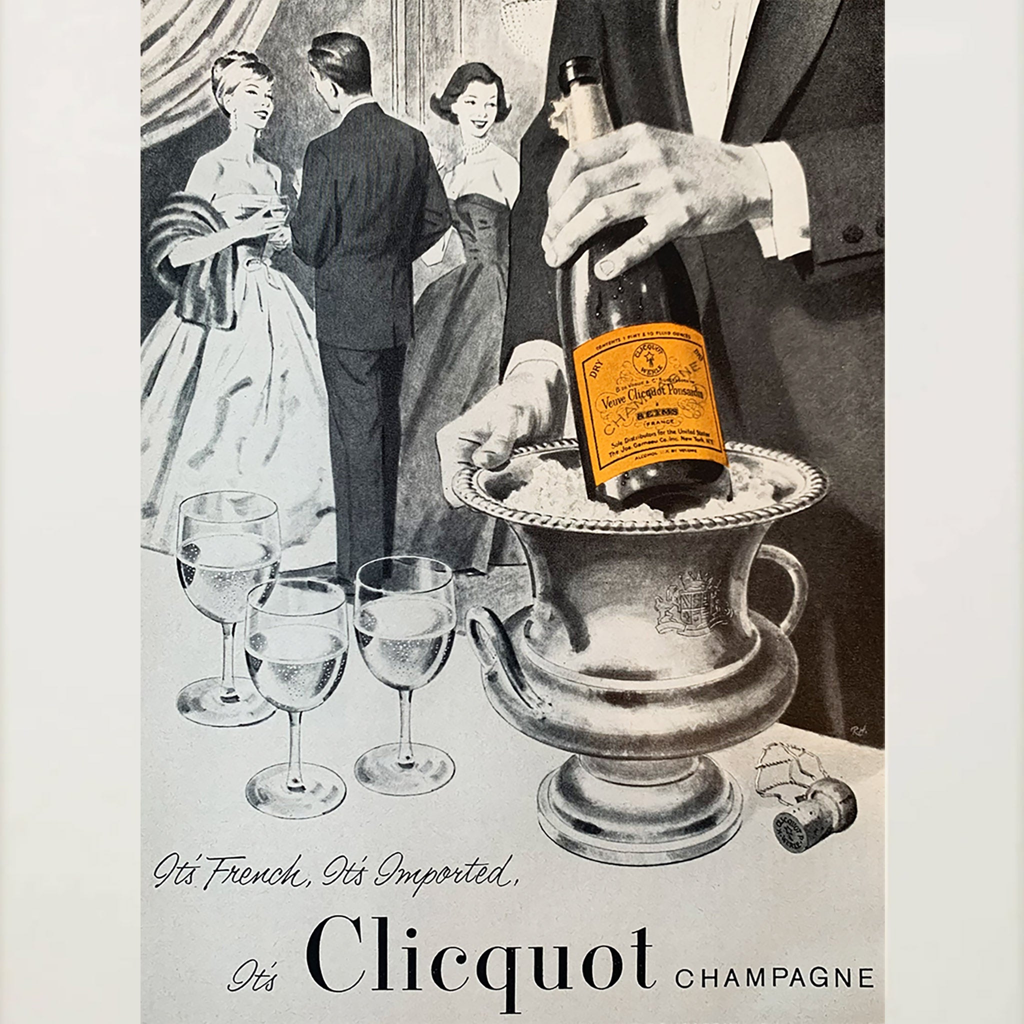 Framed Veuve Clicquot Champagne Advertisement