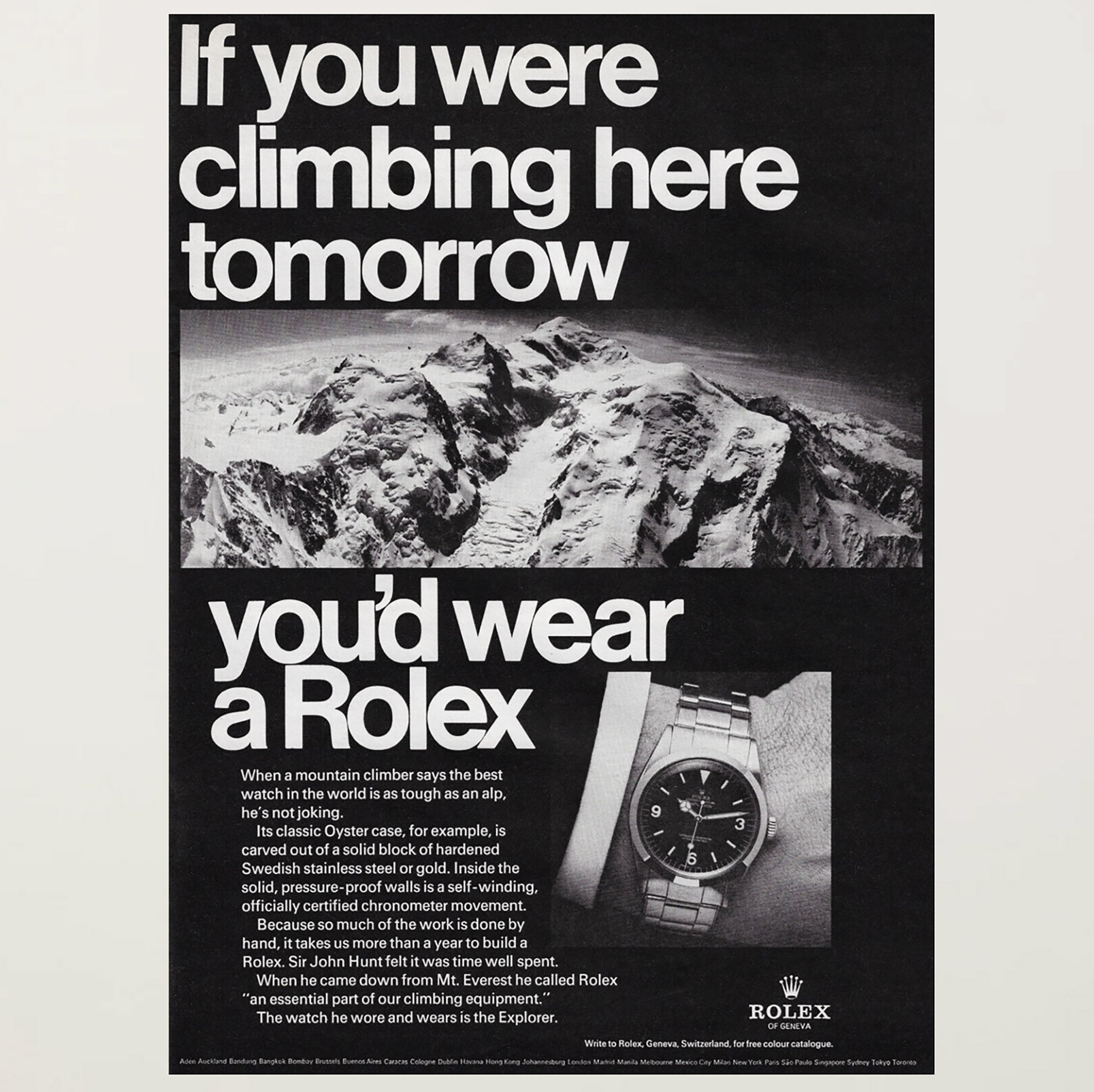 Framed Rolex Explorer Mount Everest Advertisement