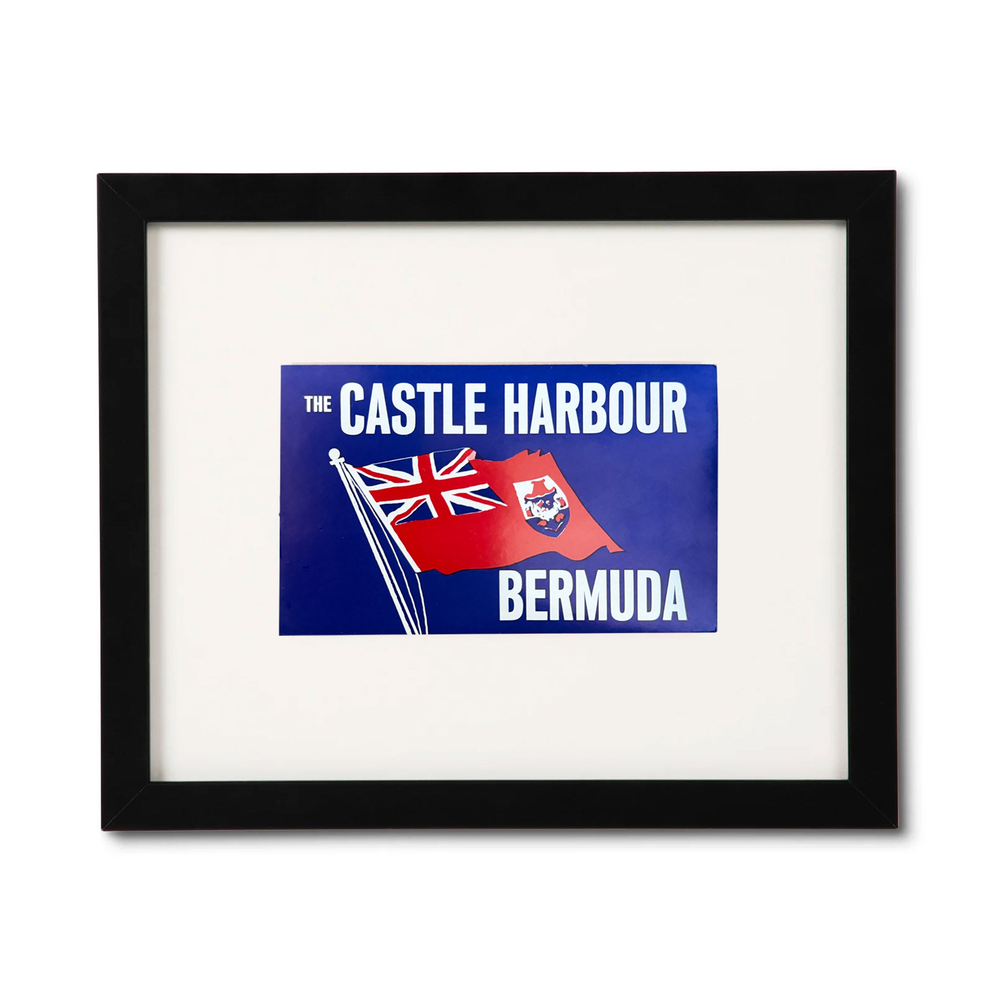Framed Original Castle Harbour Hotel Bermuda Luggage Label