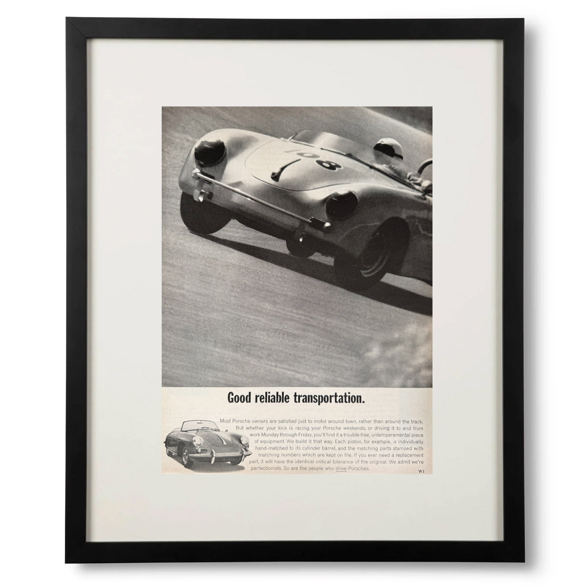 Framed Midcentury Porsche 356A Speedster Advertisement