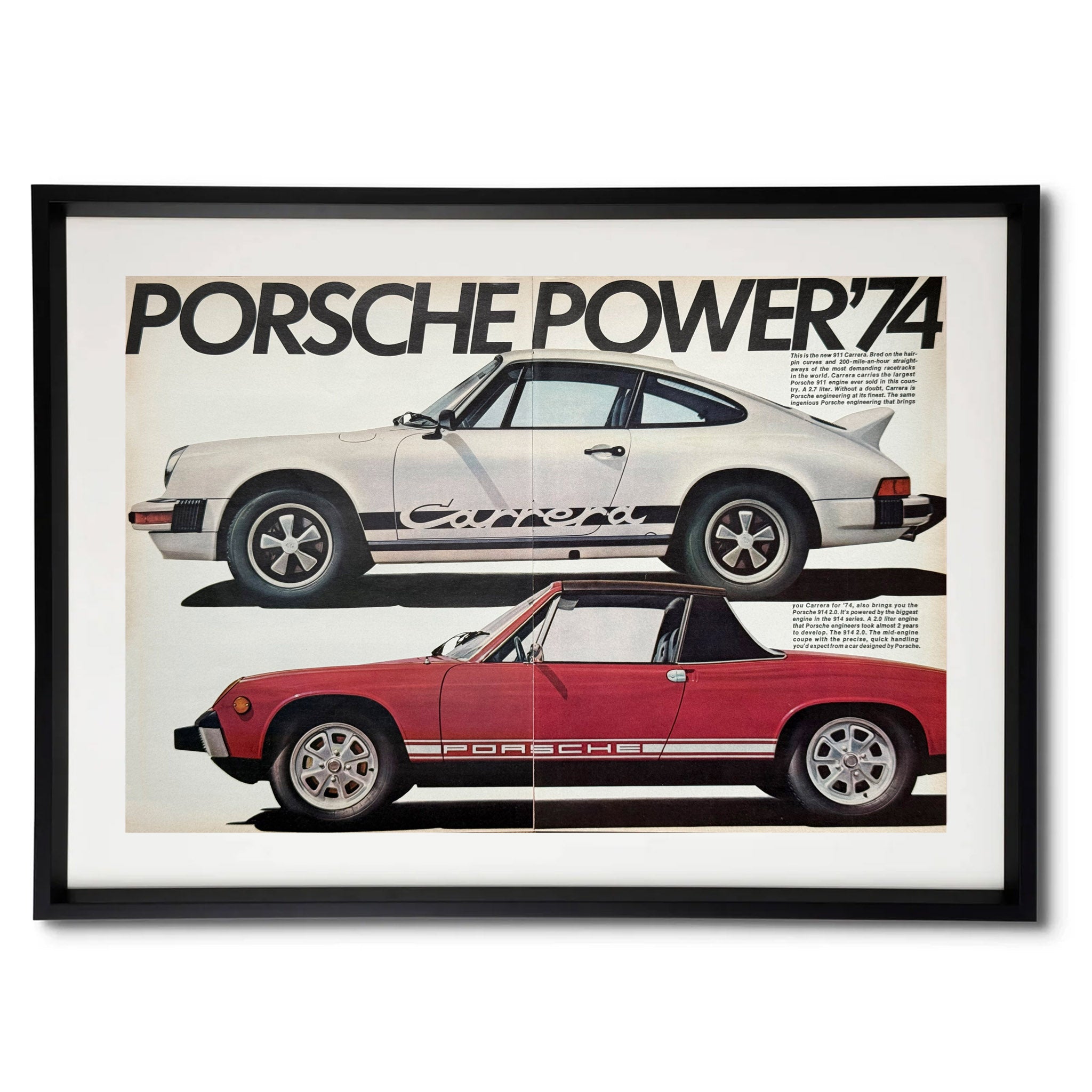 Framed Porsche Power '74 Advertisement