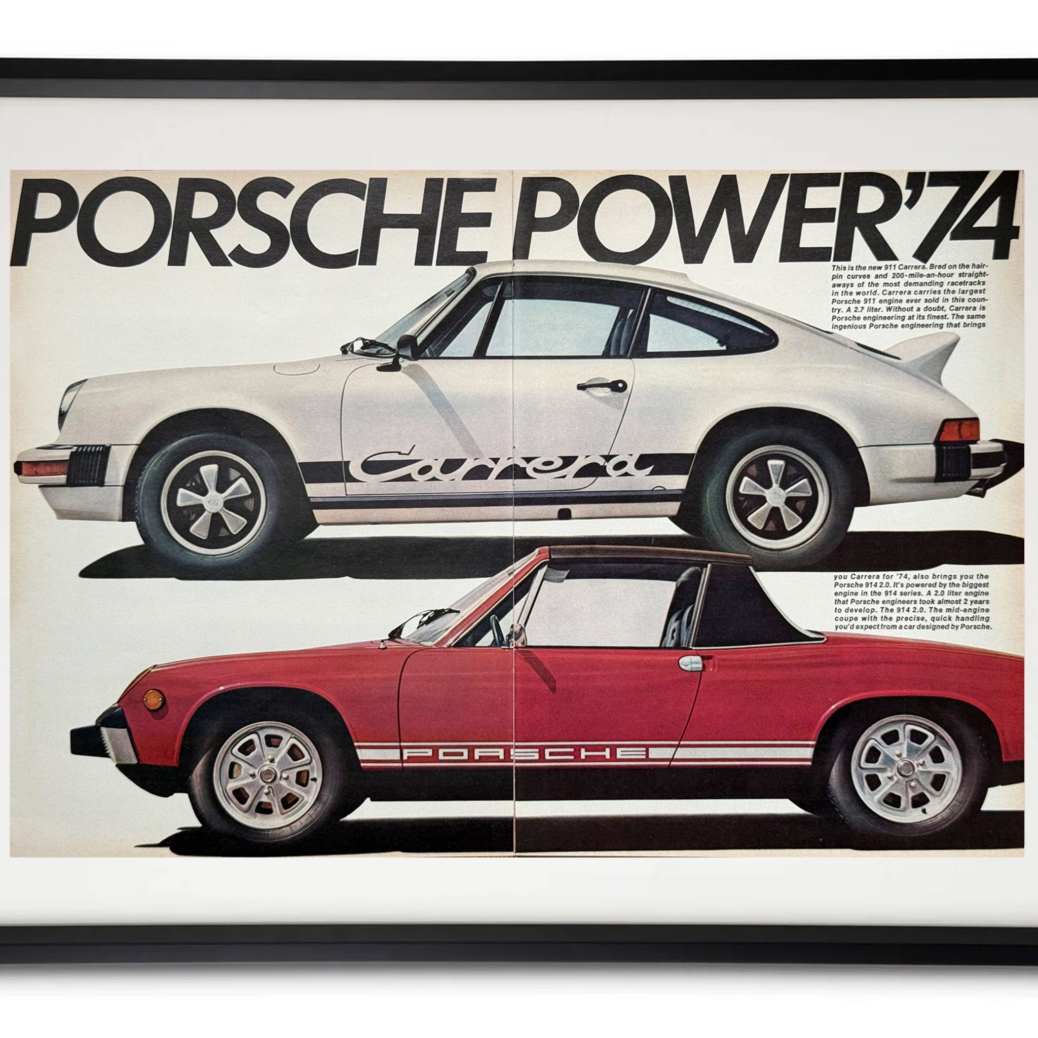 Framed Porsche Power '74 Advertisement