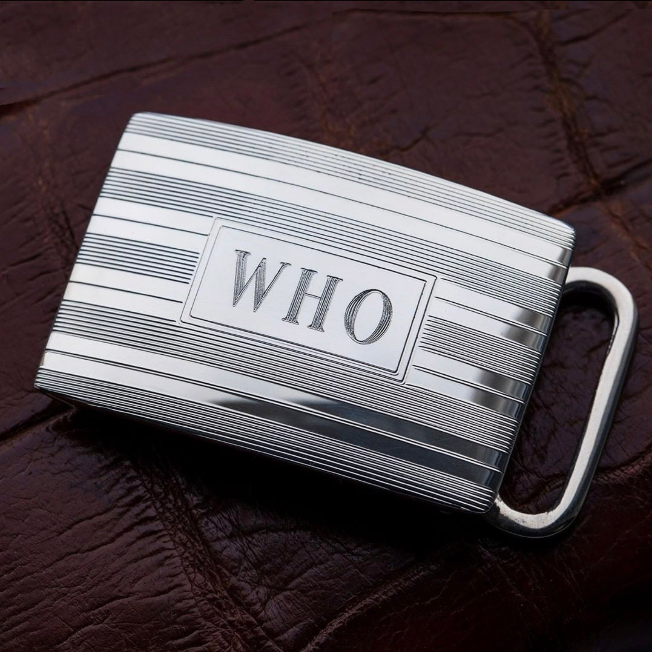 Sir jack's Luxury Sterling Silver Compression Engine Turned Belt Buckle with Personalized Engraving