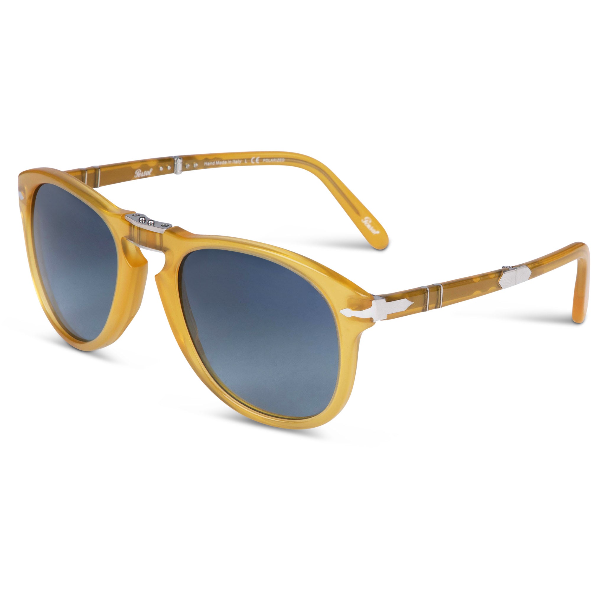 Persol 714 Steve McQueen Opal Yellow with Polarized Light Blue Gradient