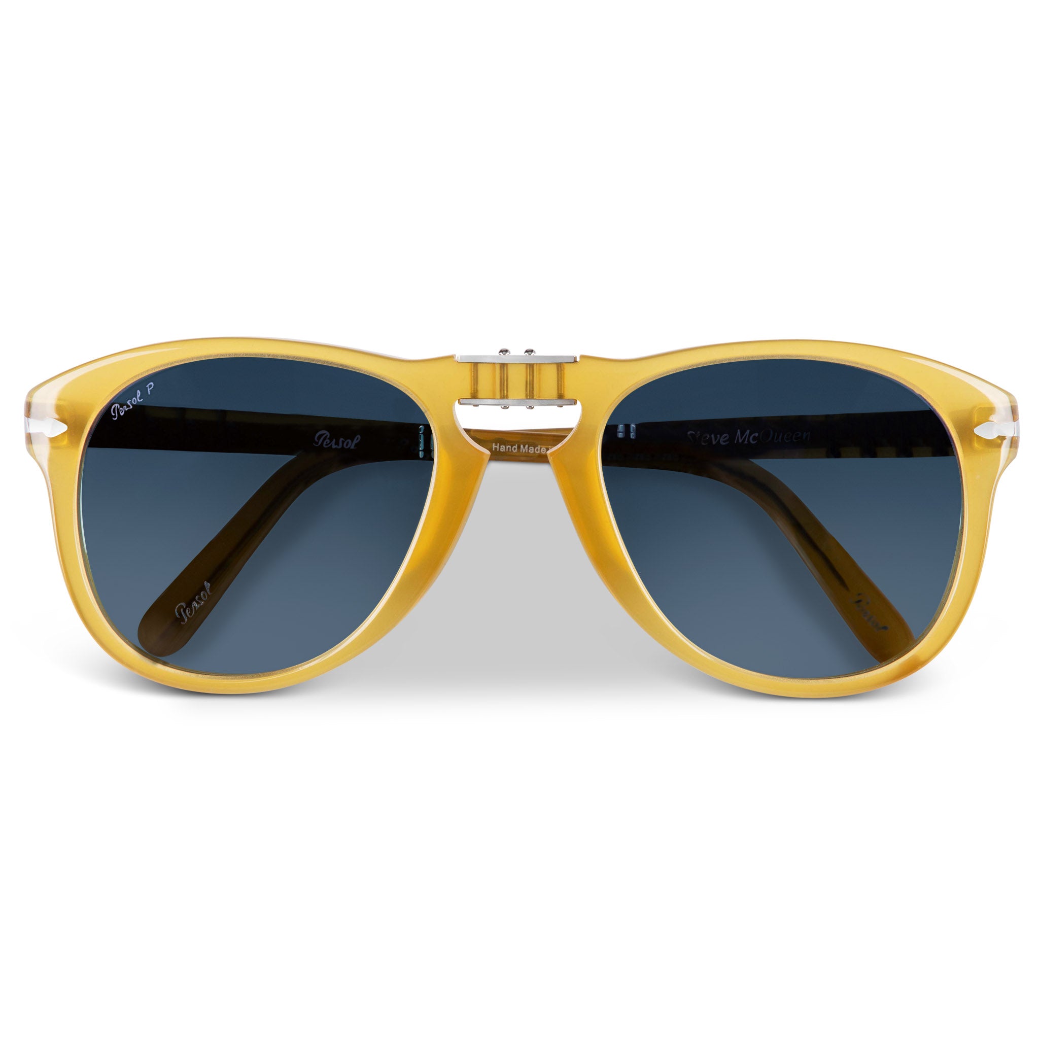 Persol 714 Steve McQueen Opal Yellow with Polarized Light Blue Gradient