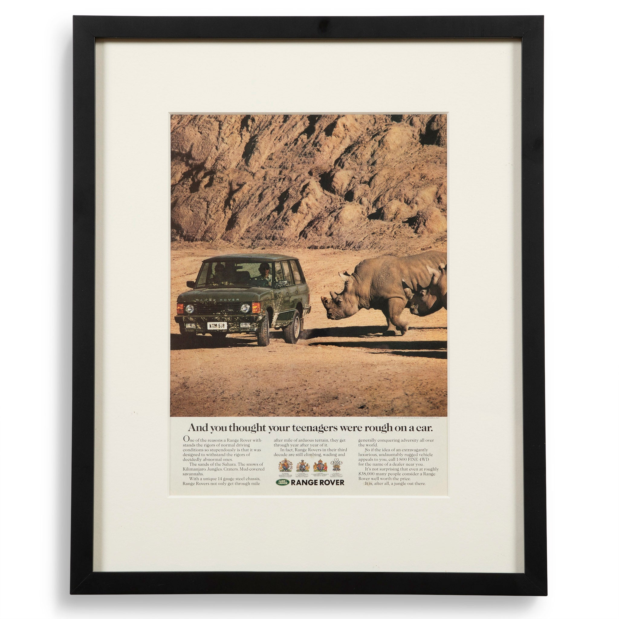 Vintage Range Rover Rhinoceros Advertisement