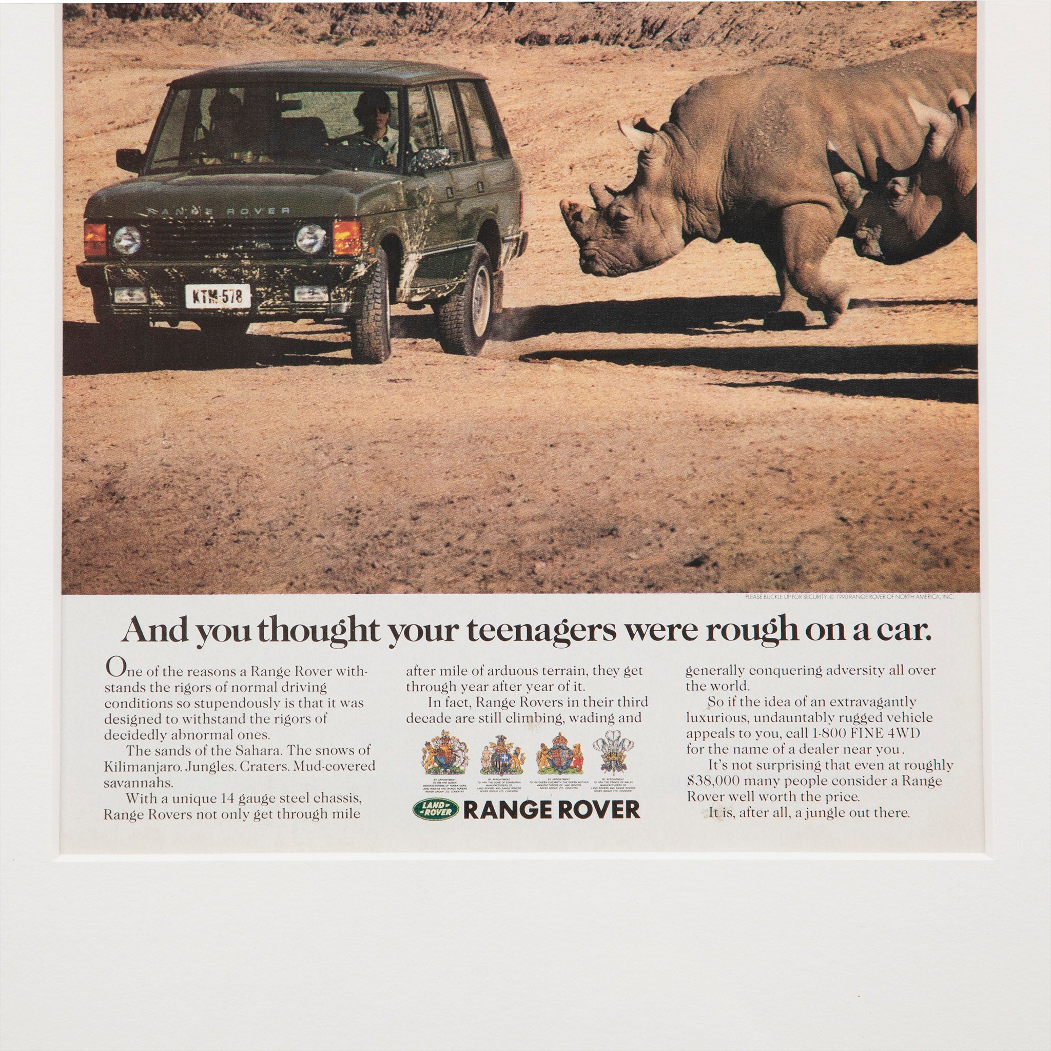 Vintage Range Rover Rhinoceros Advertisement