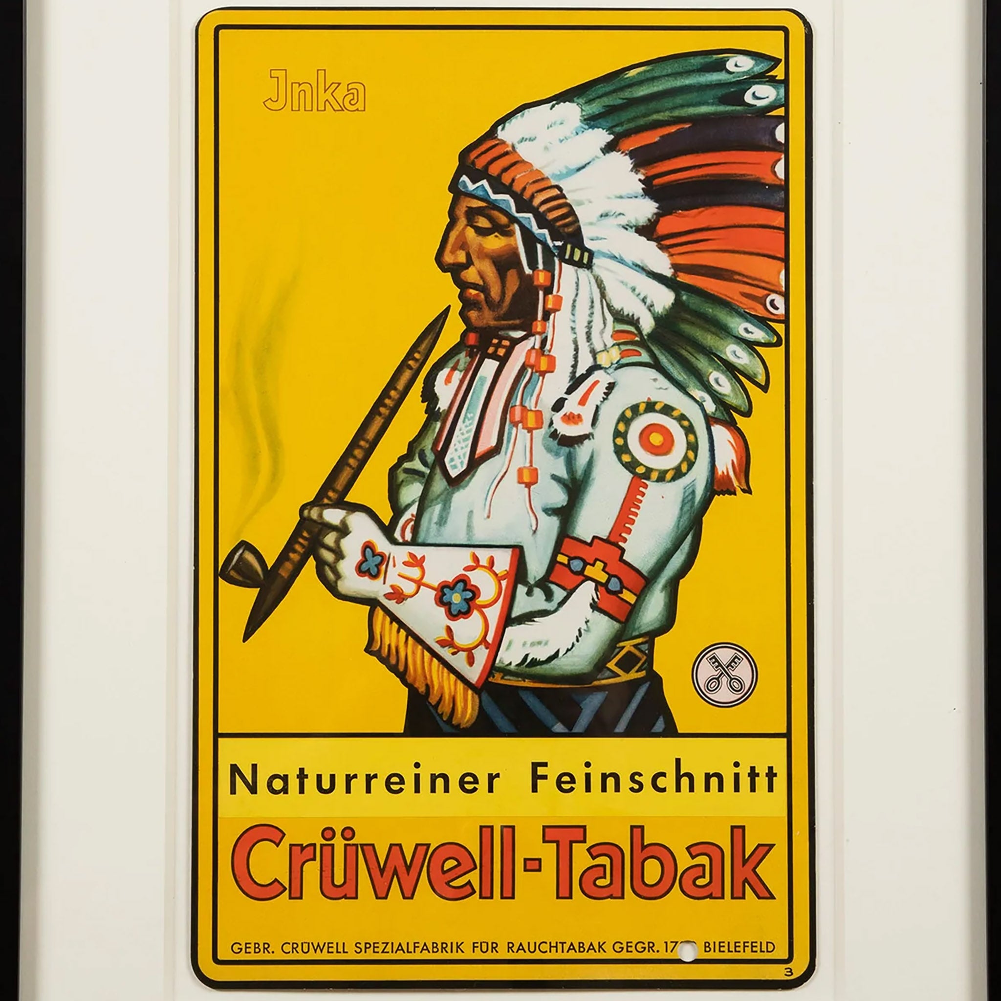 Vintage Crüwell-Tabak Native American Indian Chief Sign