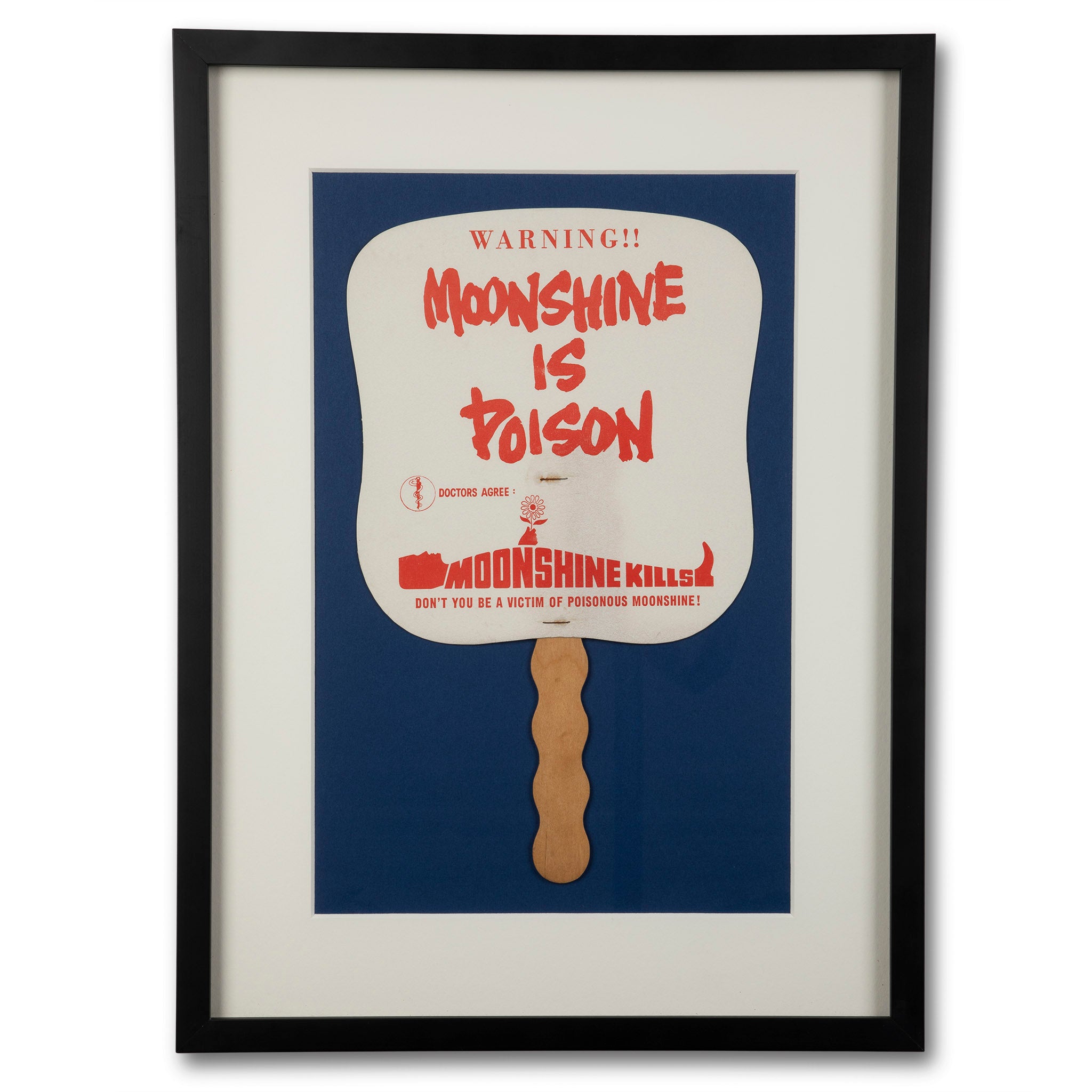 Framed Midcentury "Moonshine is Poison" Sign