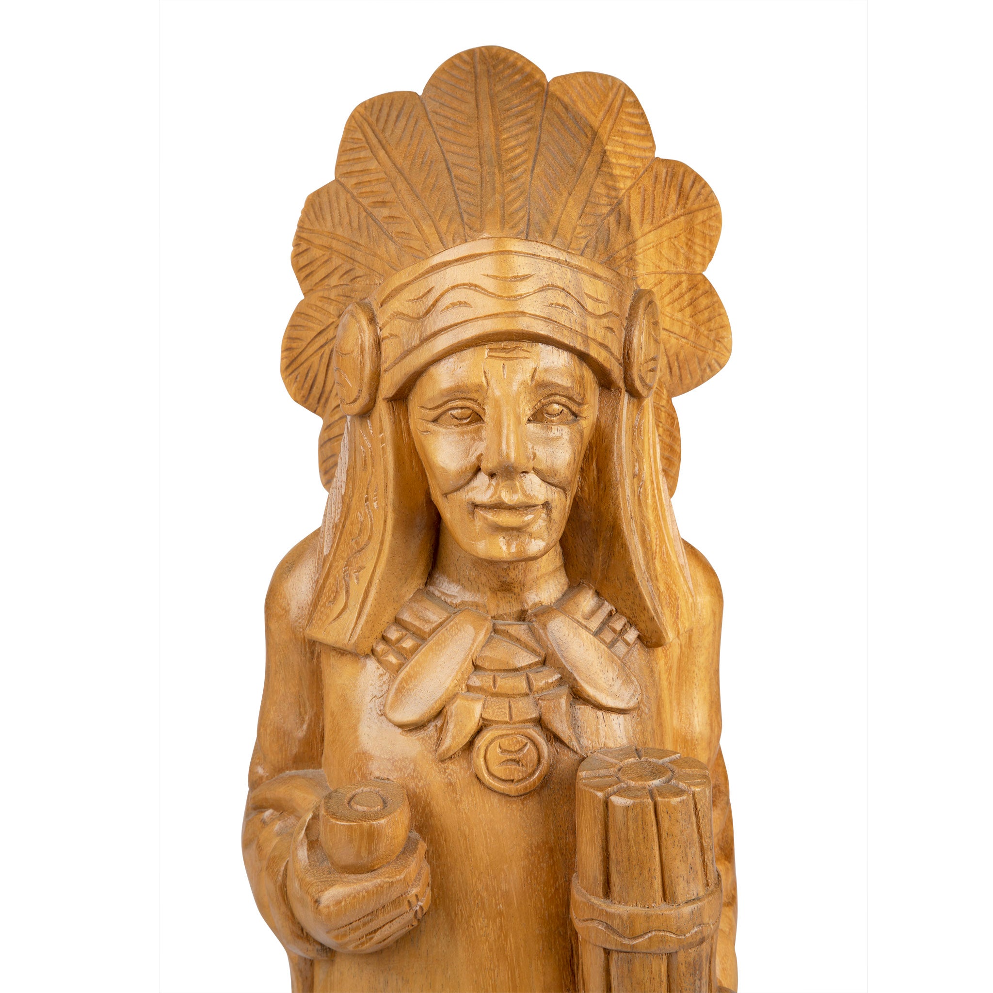 Vintage Carved Indian Chief Countertop Cigar Figure