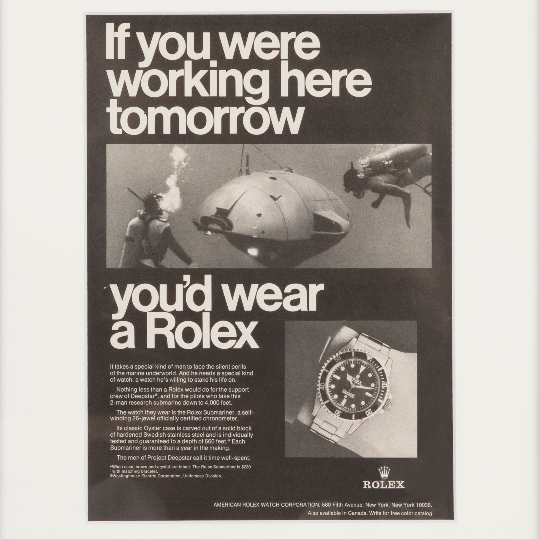 Vintage Rolex Submariner Advertisement