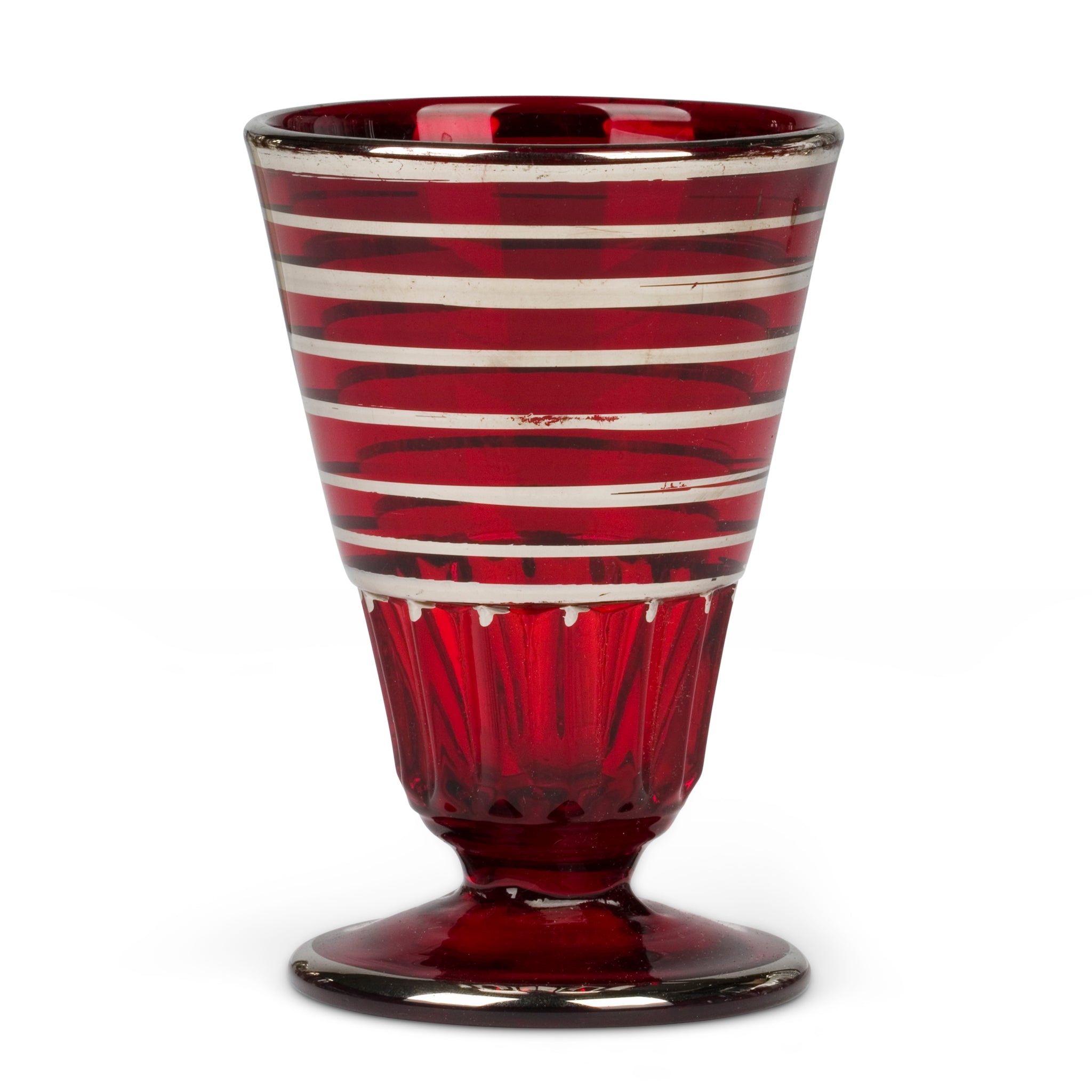 Art Deco Ruby Silver Inlay Cocktail Glass