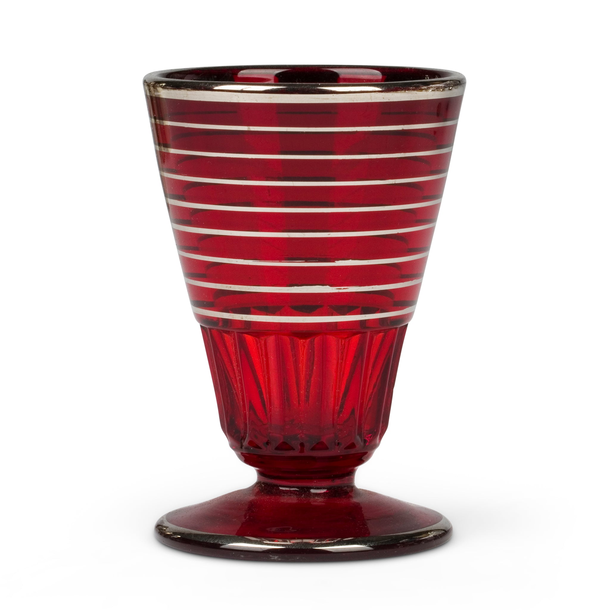 Art Deco Ruby Silver Inlay Cocktail Glass