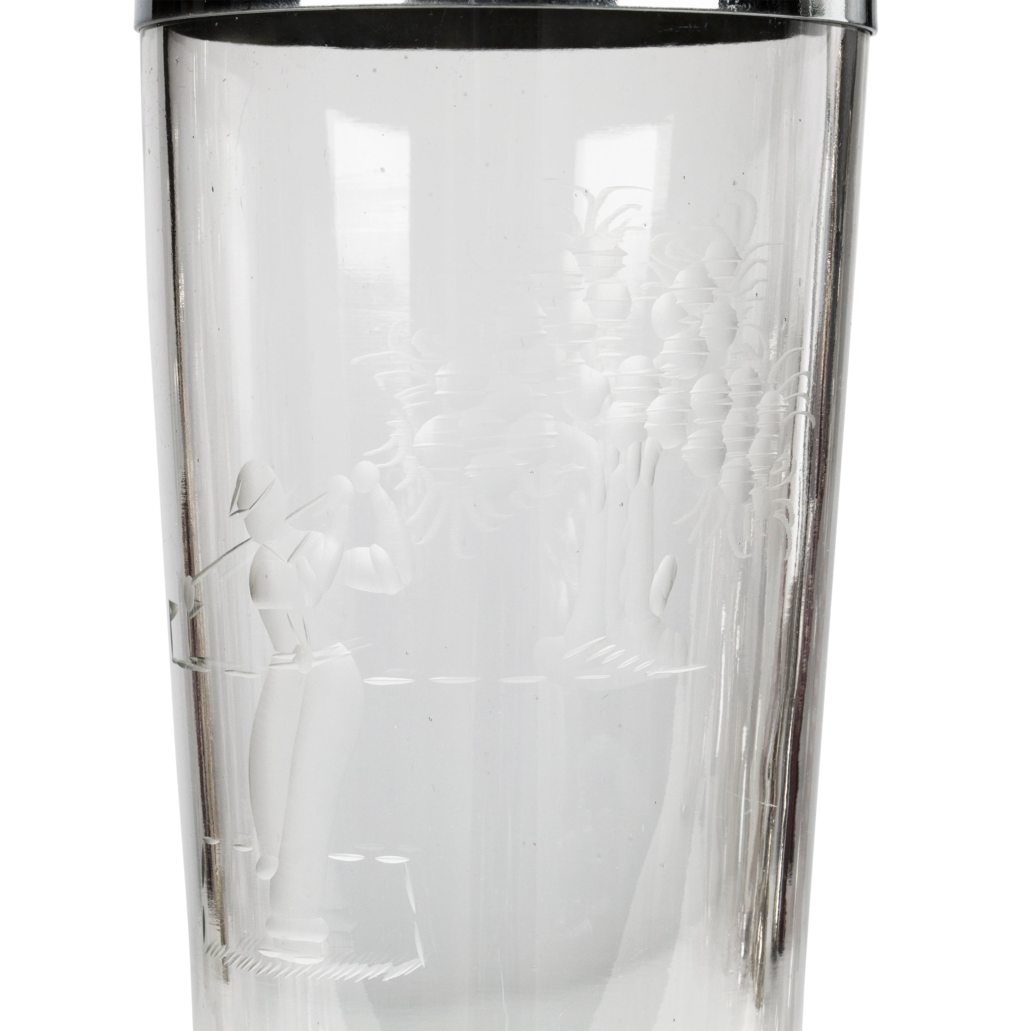 Art Deco Chrome & Glass Golfer Cocktail Shaker