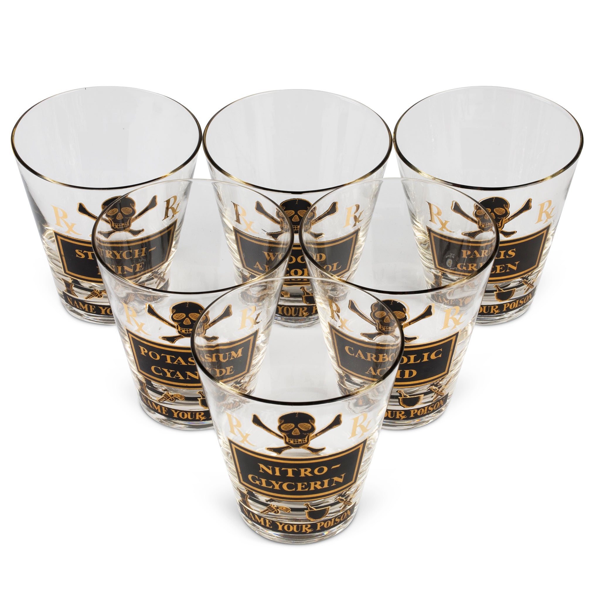 Georges Briard "Name Your Poison" Double Old Fashioned Glass Set