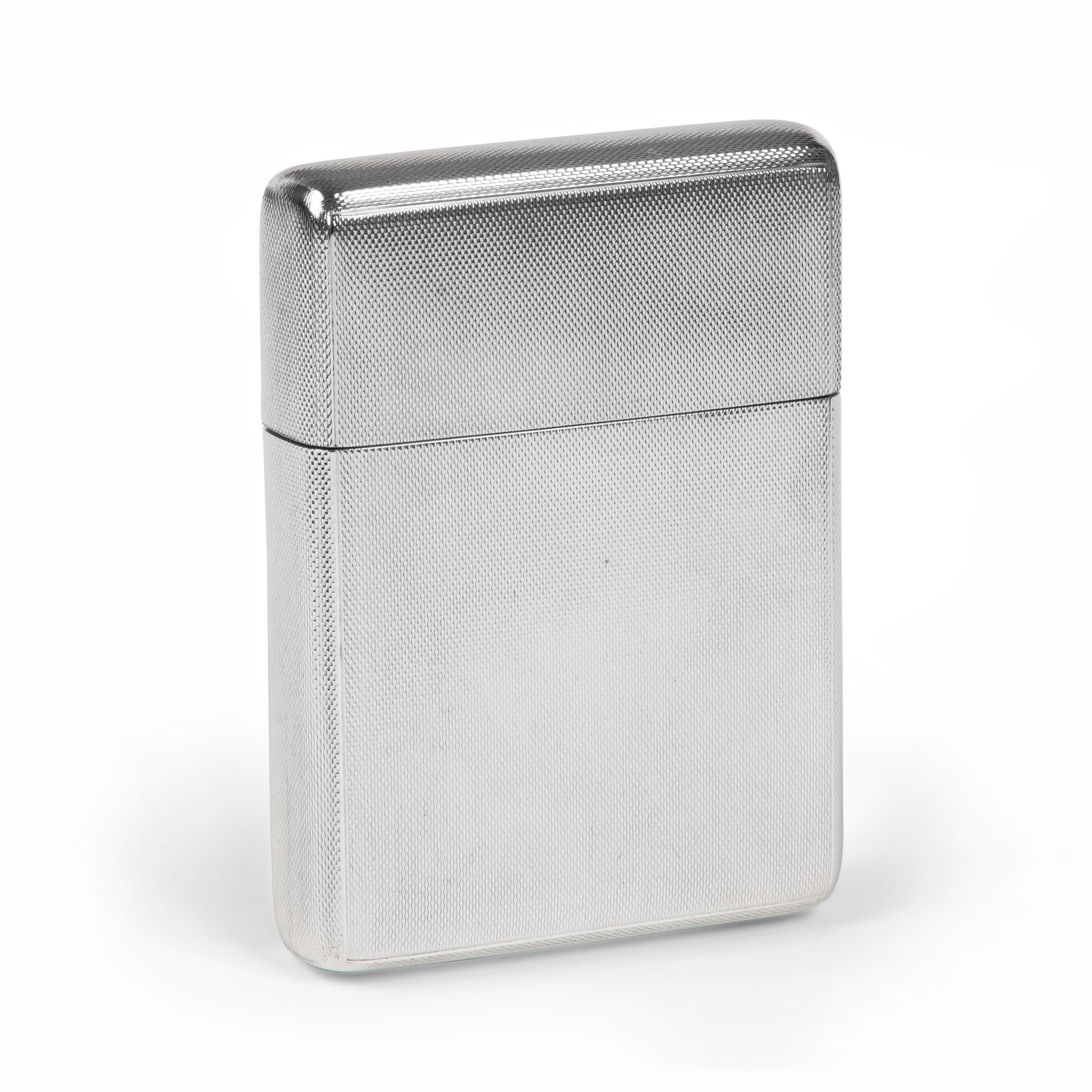 A. Wilcox Sterling Silver Engine Turned Hip Flask
