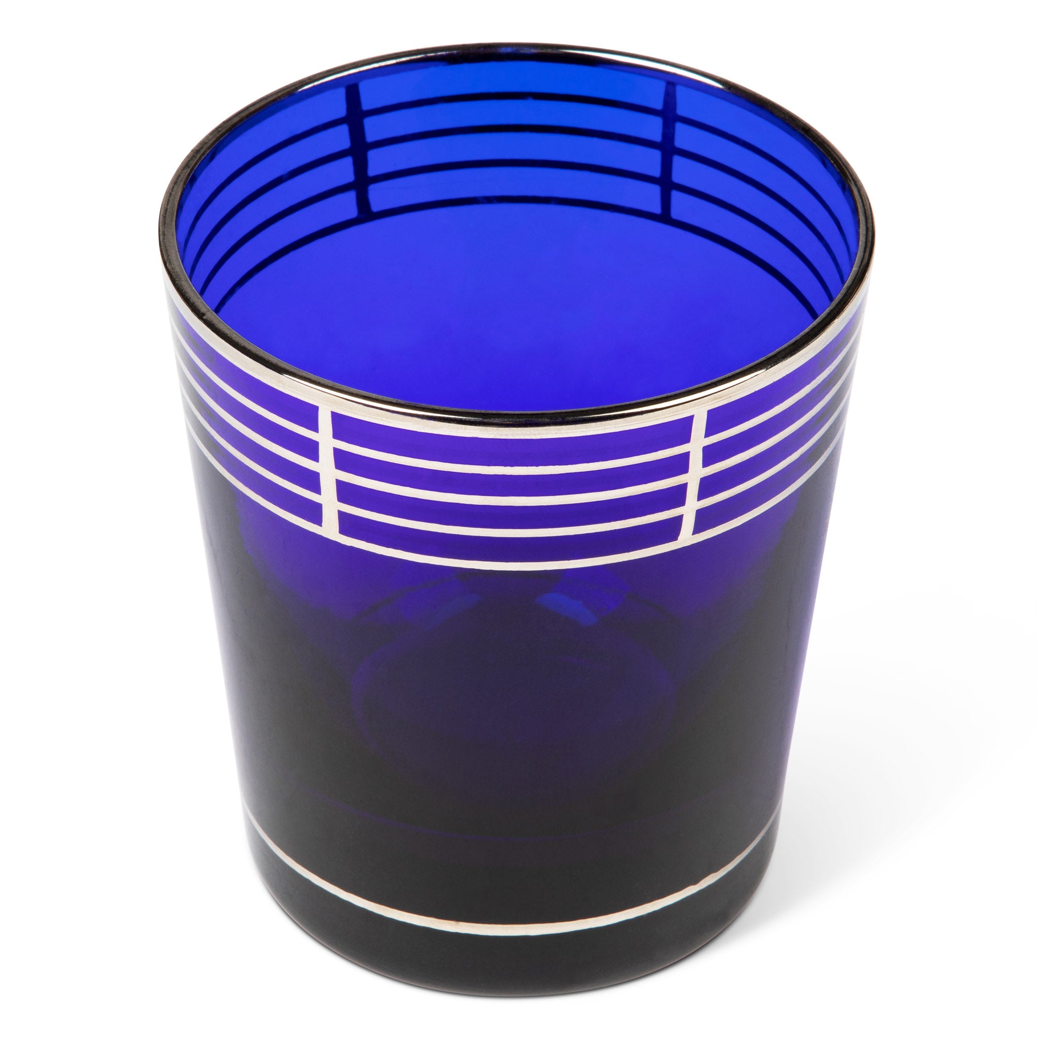Art Deco Silver Inlay Cobalt Blue Tumbler Set