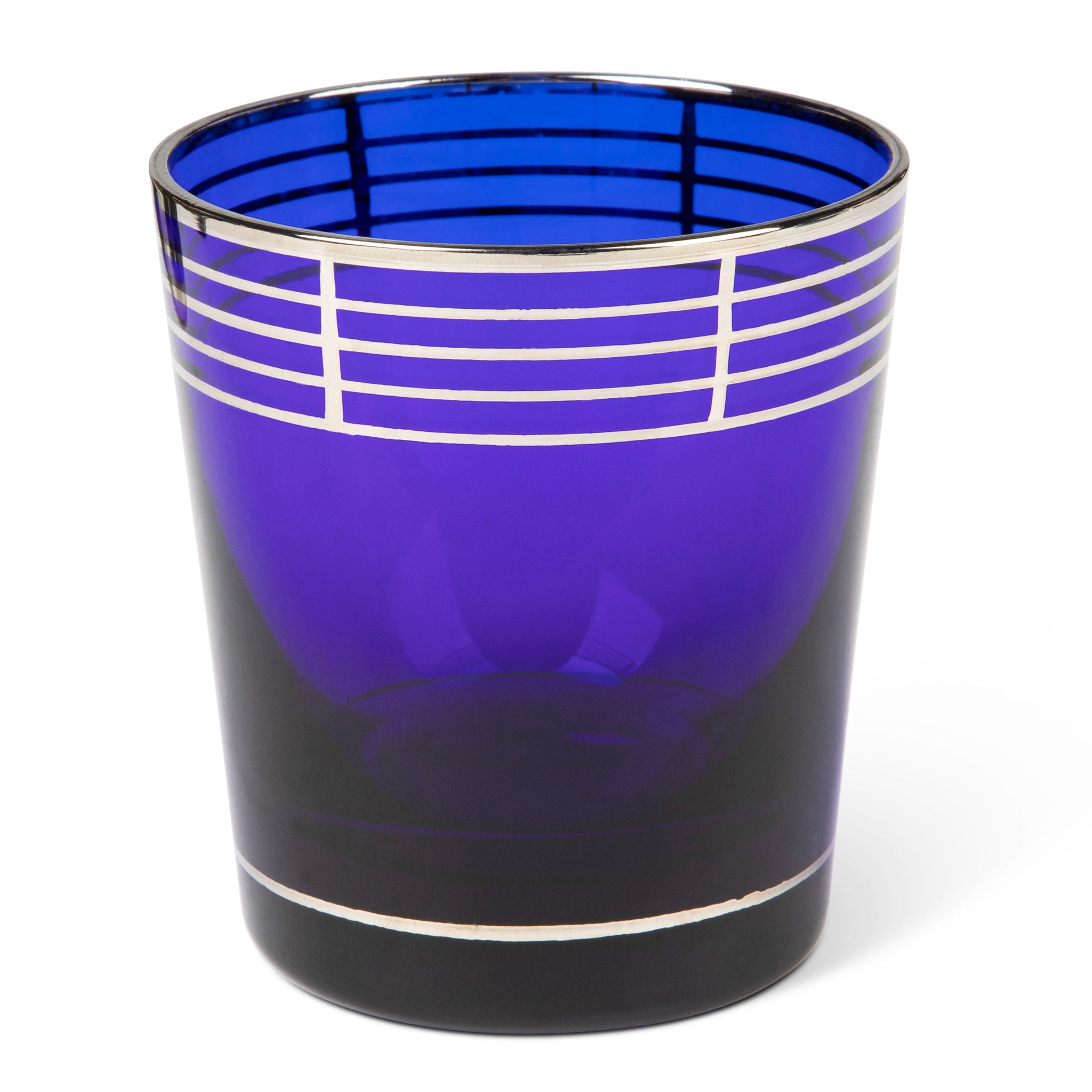 Art Deco Silver Inlay Cobalt Blue Tumbler Set