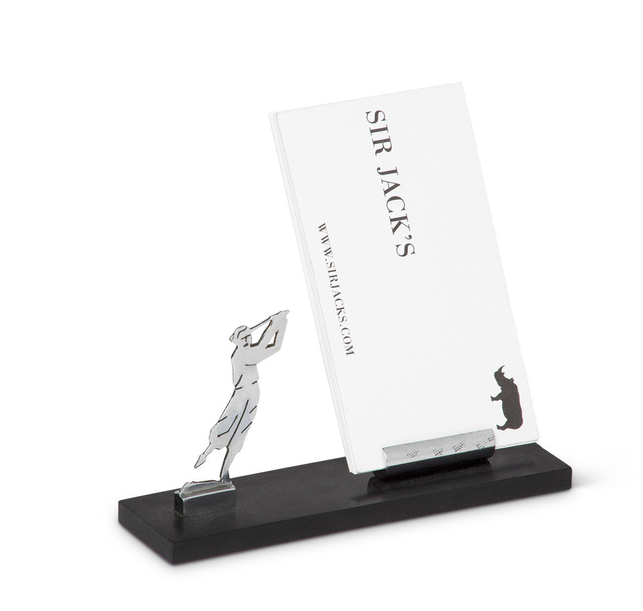 Art Deco Chrome Golfer Business Card Holder