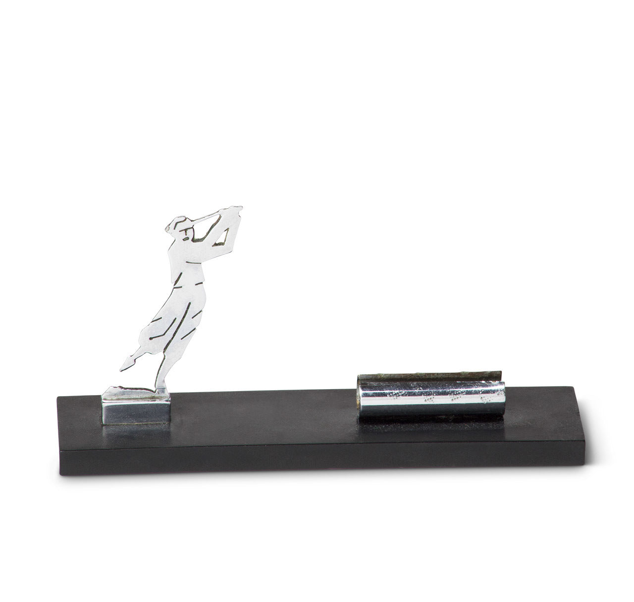 Art Deco Chrome Golfer Business Card Holder