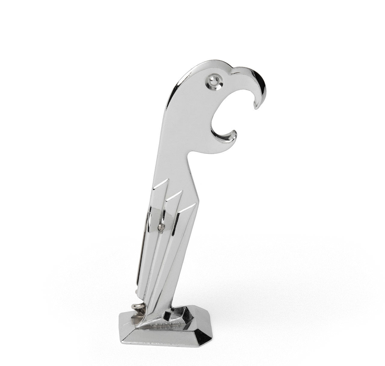 Art Deco Chrome Plated Parrot Bottle Opener & Corkscrew