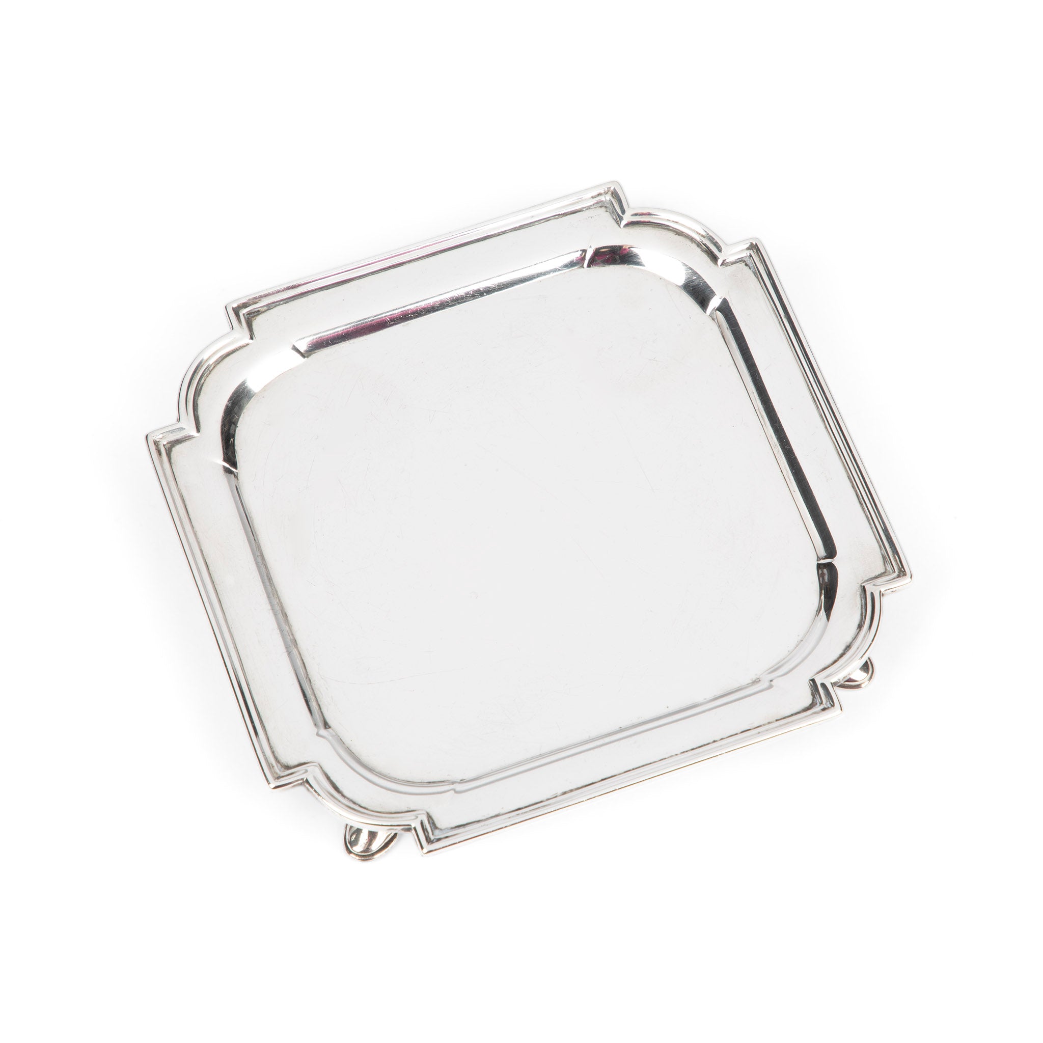 Art Deco Sterling Silver Square Salver Tray