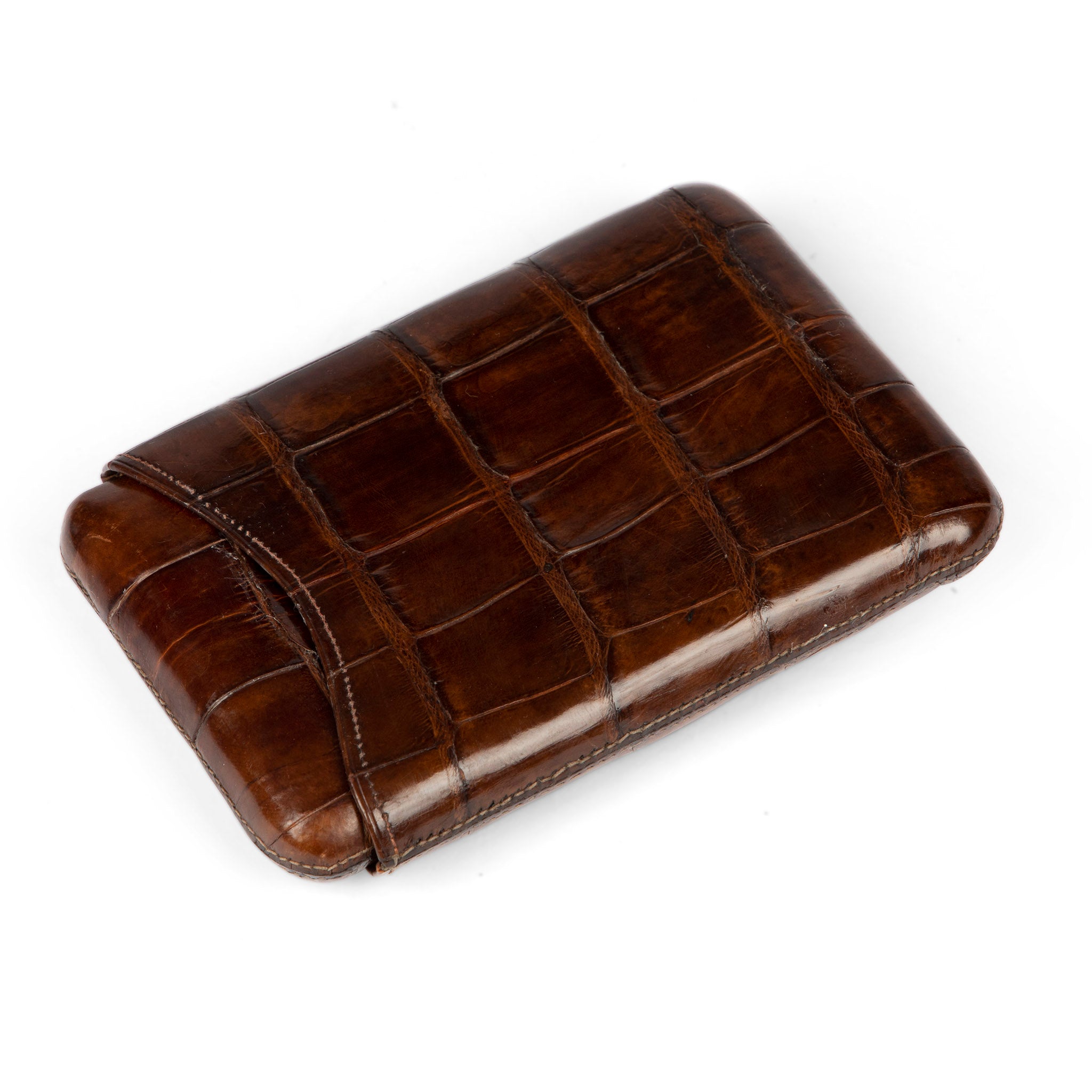 Vintage Brown Crocodile Cigar Case