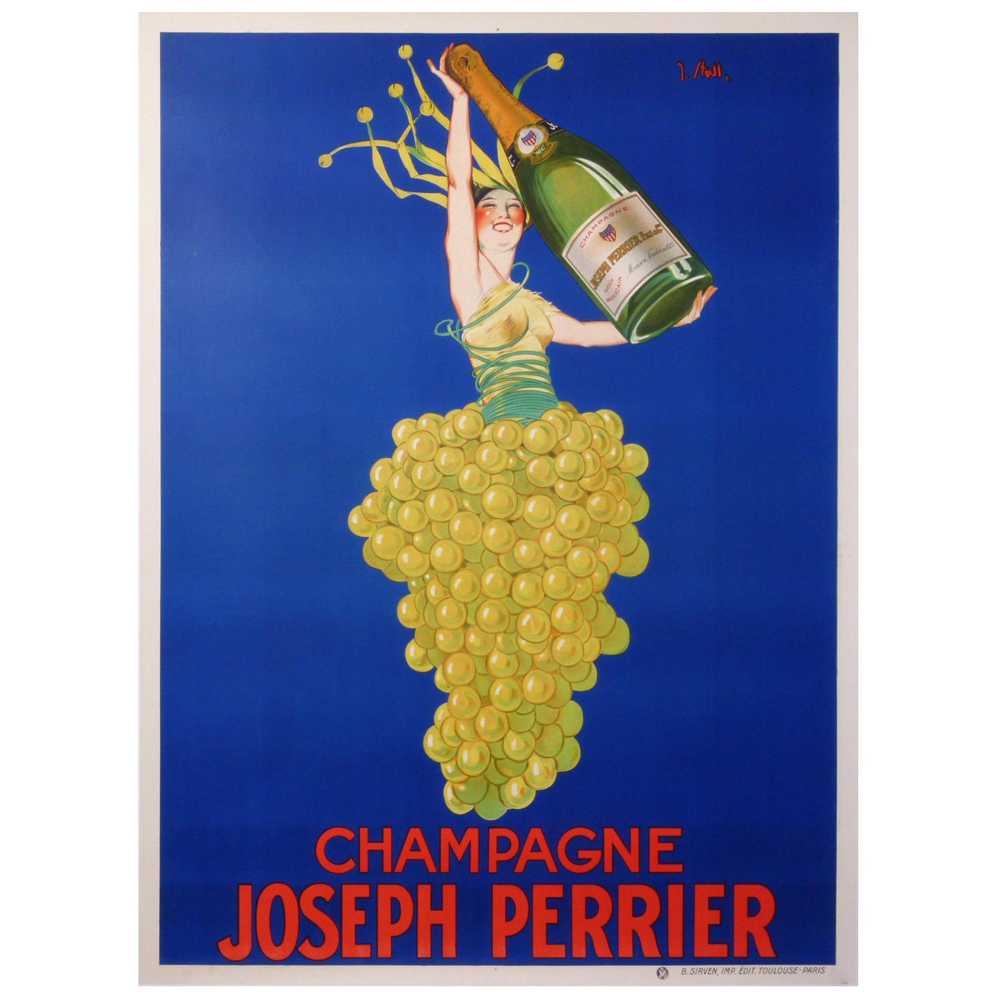 Art Deco Champagne Joseph Perrier Original Poster