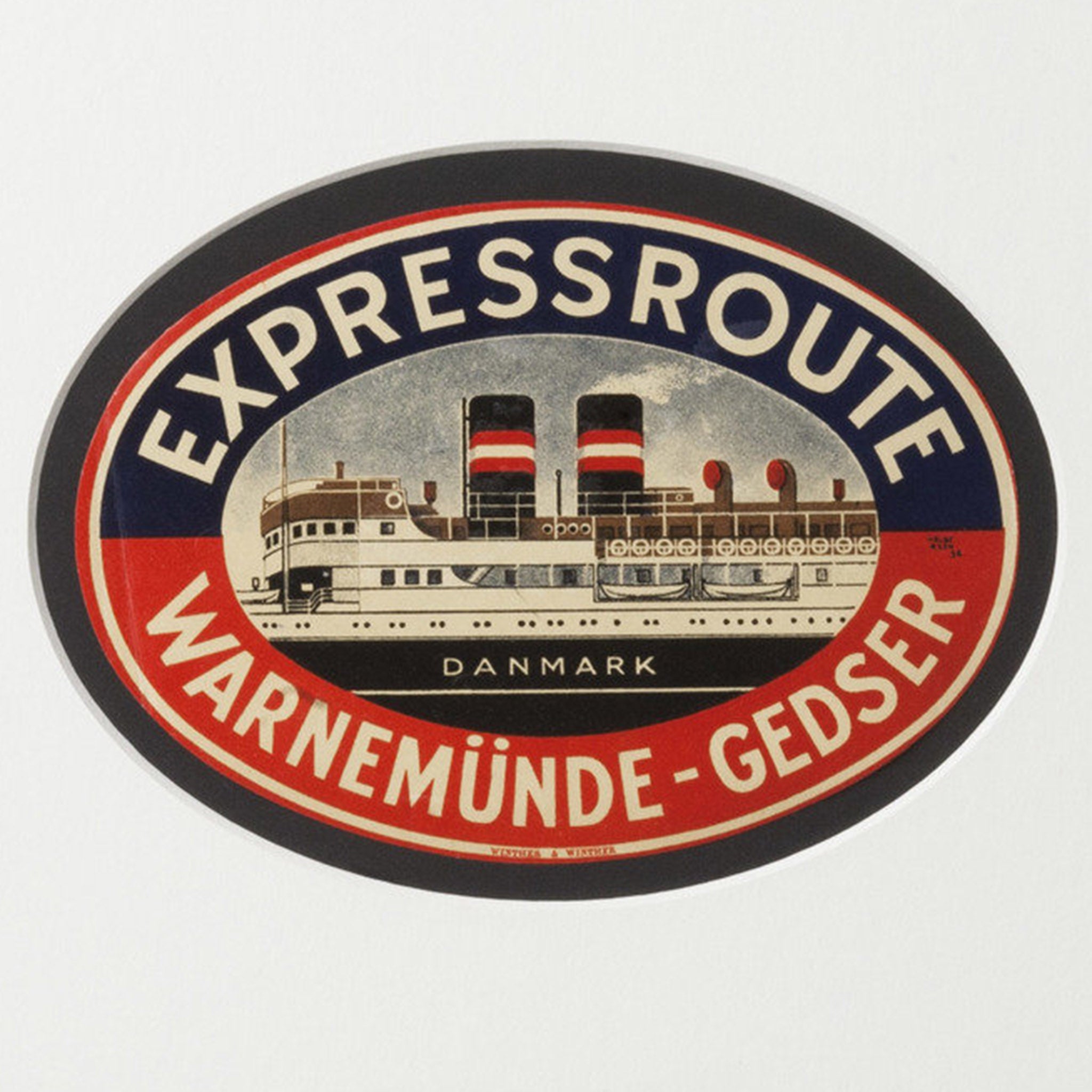 Danmark Steamship Expressroute Warnemunde-Gedser Luggage Label