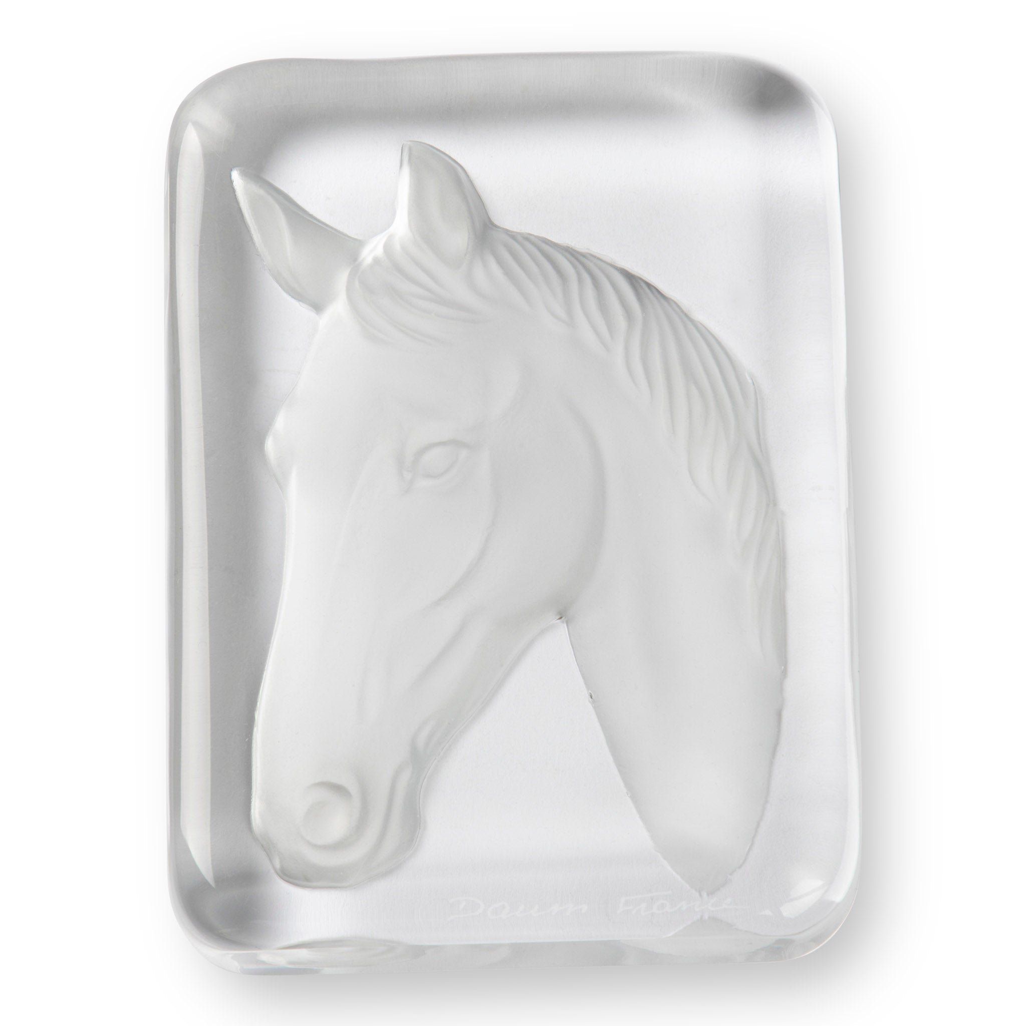 Daum Crystal Horse Head Paperweight