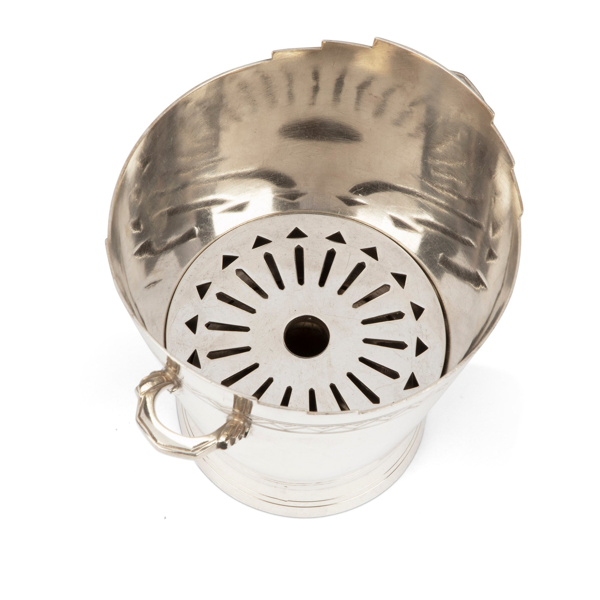 English Art Deco Silver-Plated Ice Bucket by Keith Murray