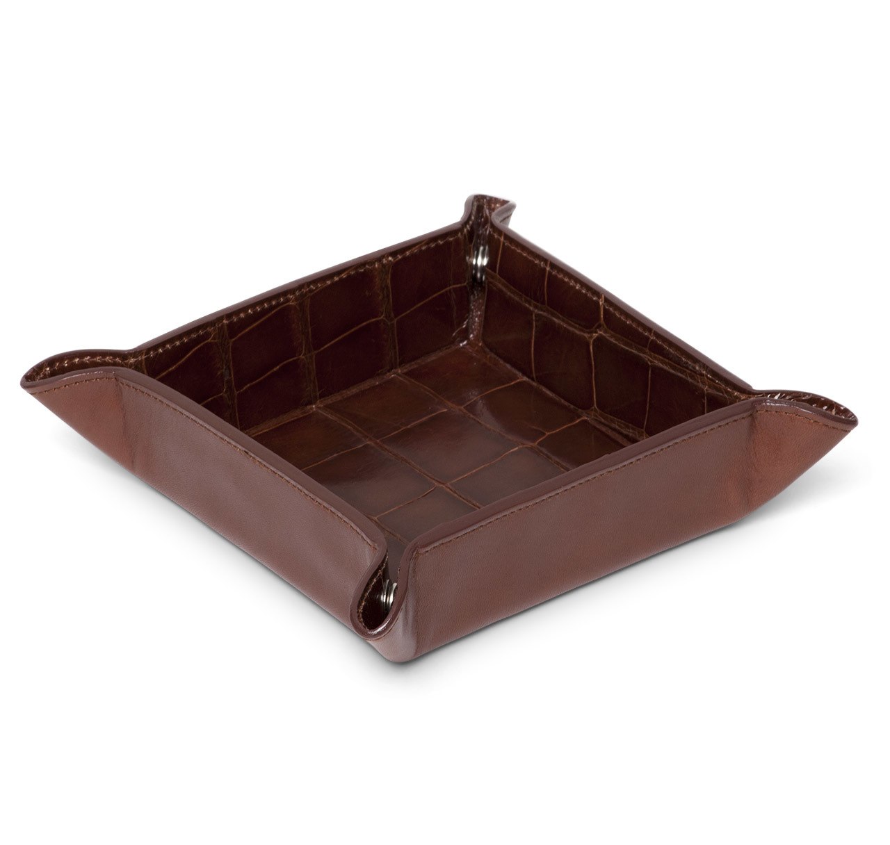 Glazed Brown Alligator Valet Tray