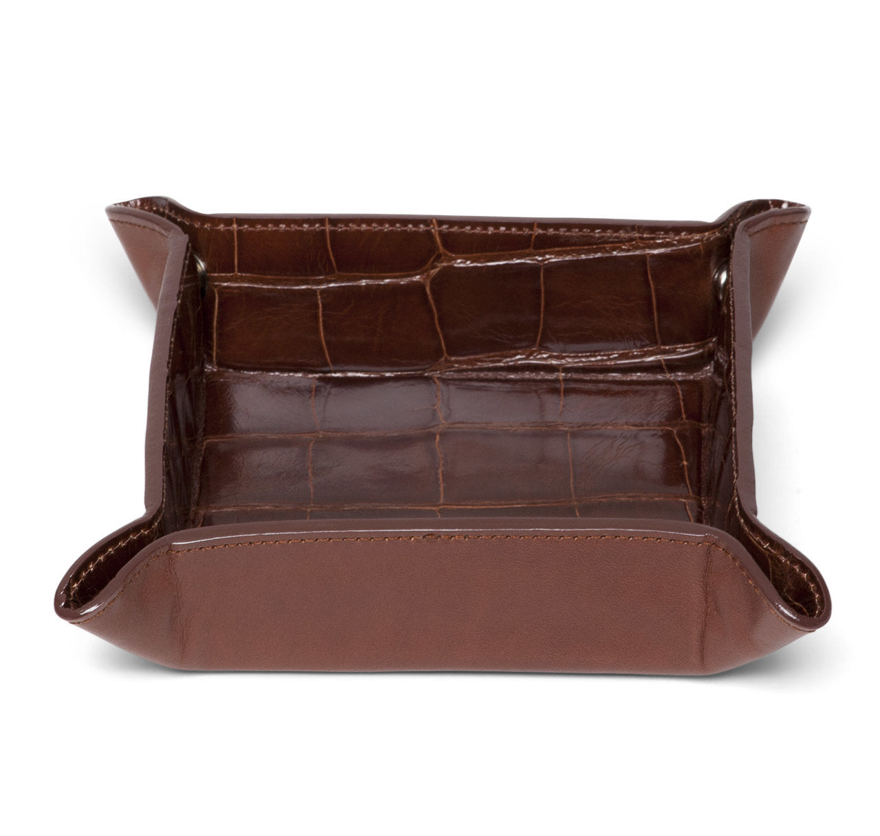 Glazed Brown Alligator Valet Tray