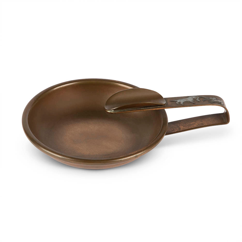 Heintz Bronze Silver Overlay Hunting Dog Ashtray