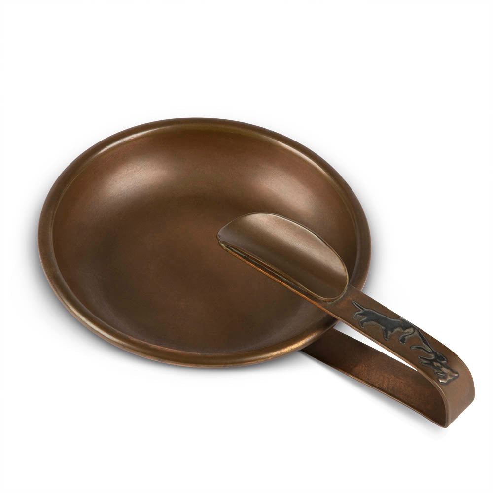 Heintz Bronze Silver Overlay Hunting Dog Ashtray