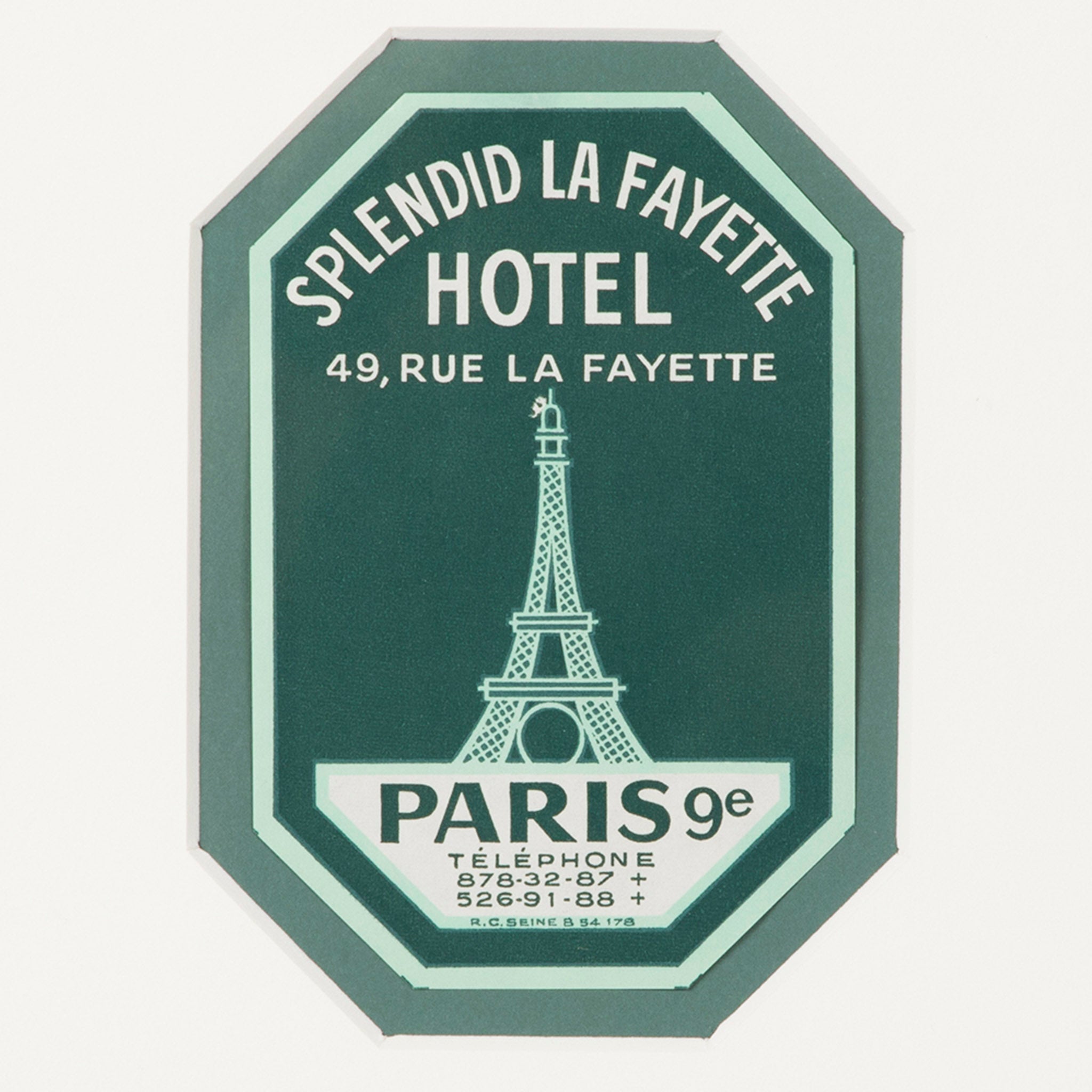Hotel Lafayette Paris Luggage Label