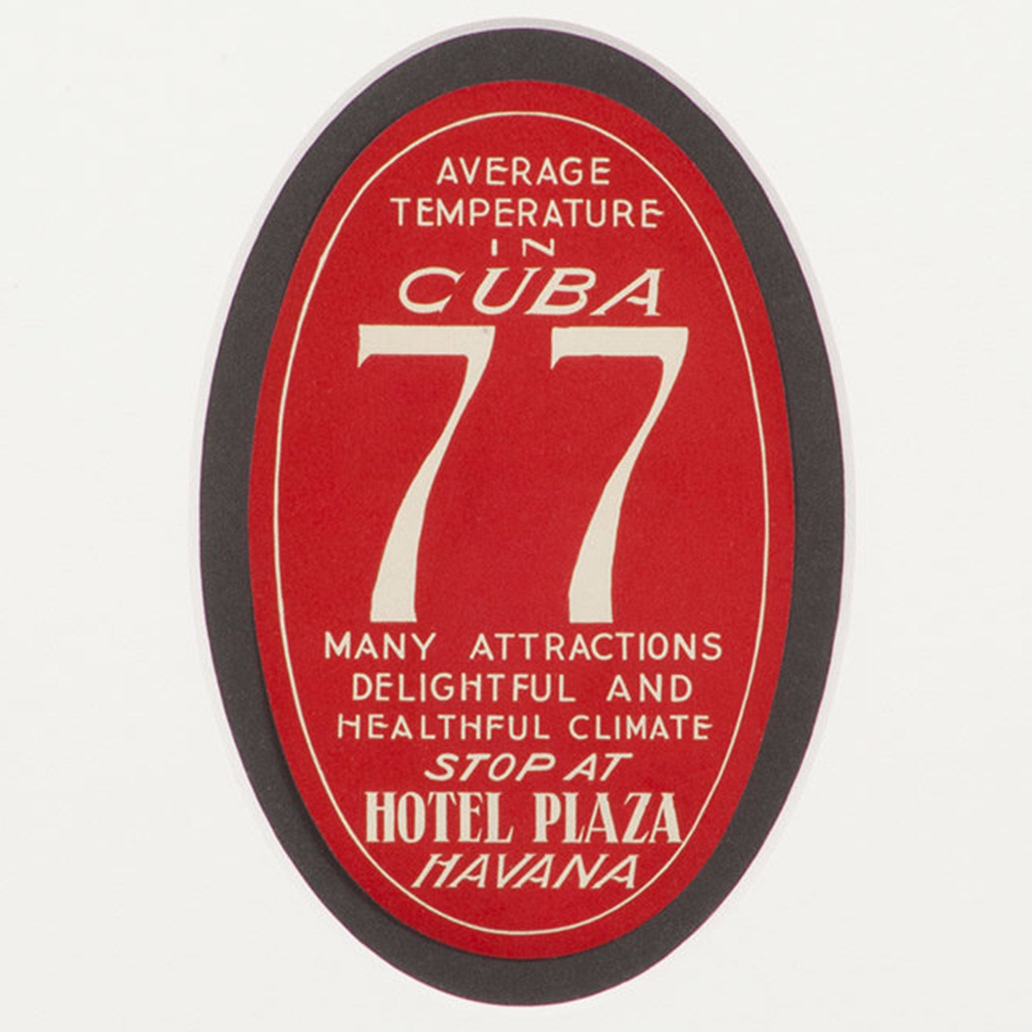 Hotel Plaza Havana Cuba Luggage Label