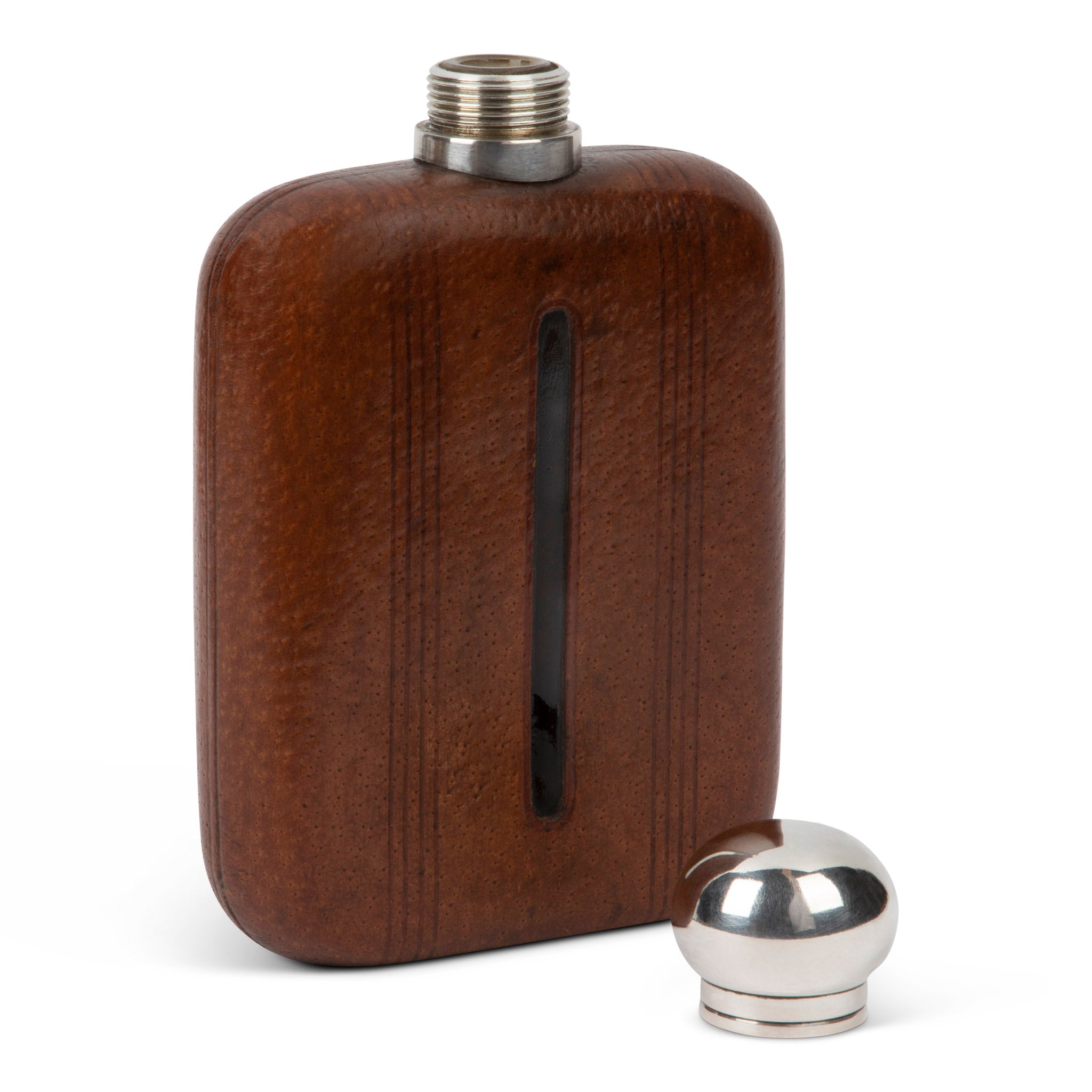 James Dixon & Sons Silver and Leather Encased Hip Flask