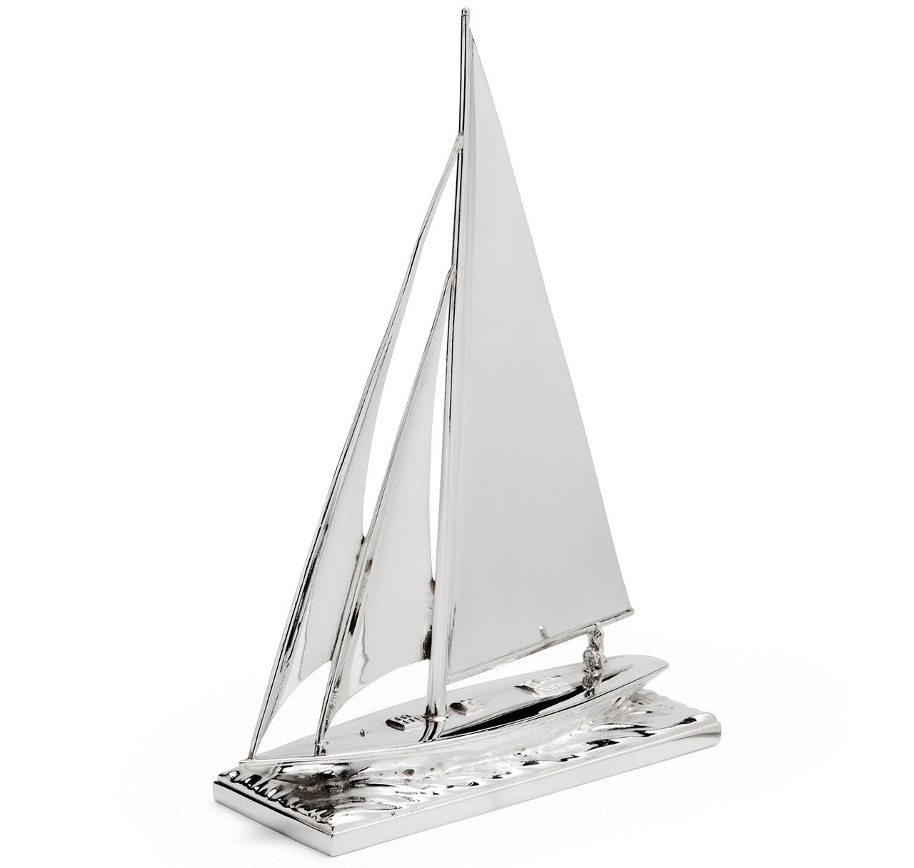 Large Silver-Plated Sailboat Model