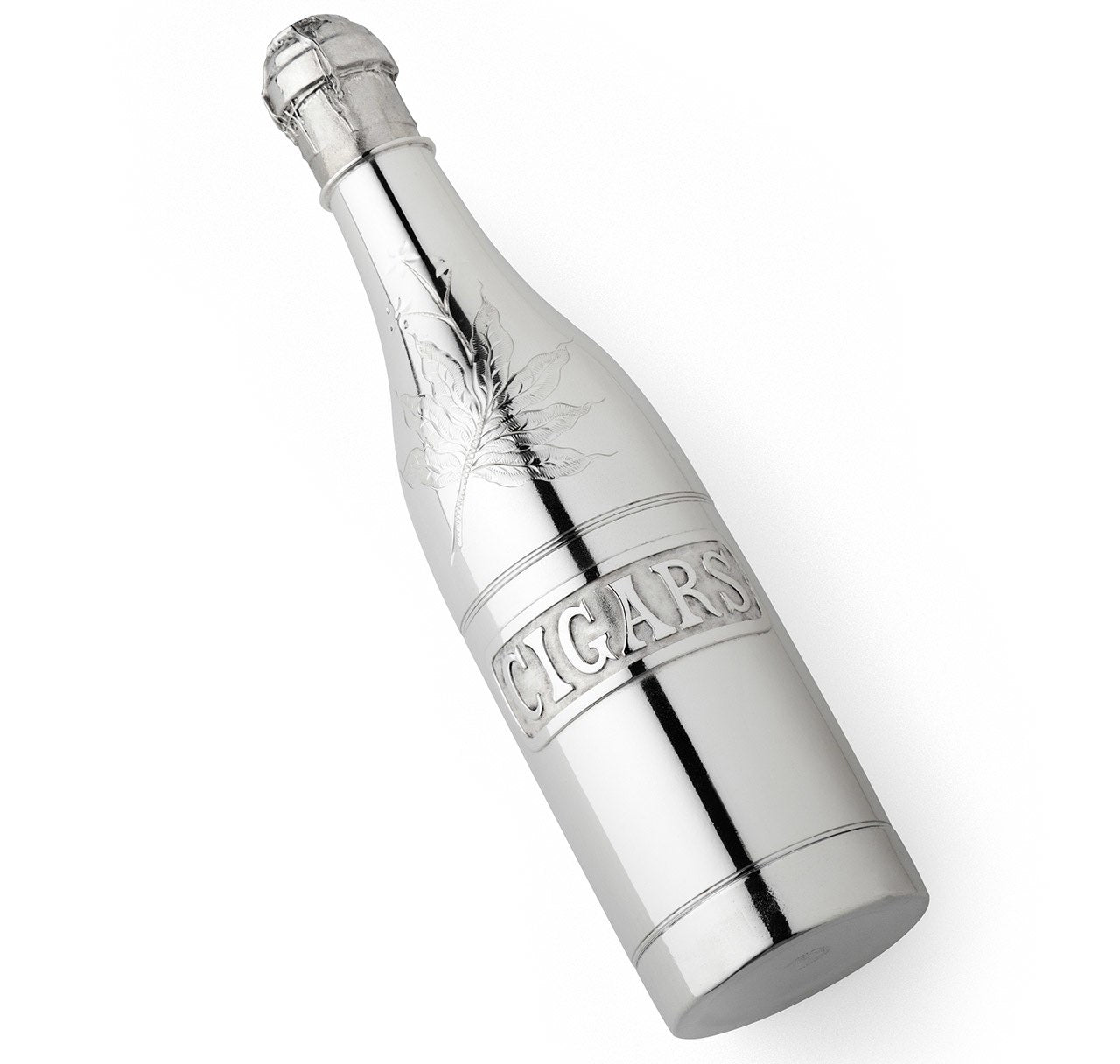 Pairpoint Silver-Plated Champagne Bottle Form Cigar Humidor