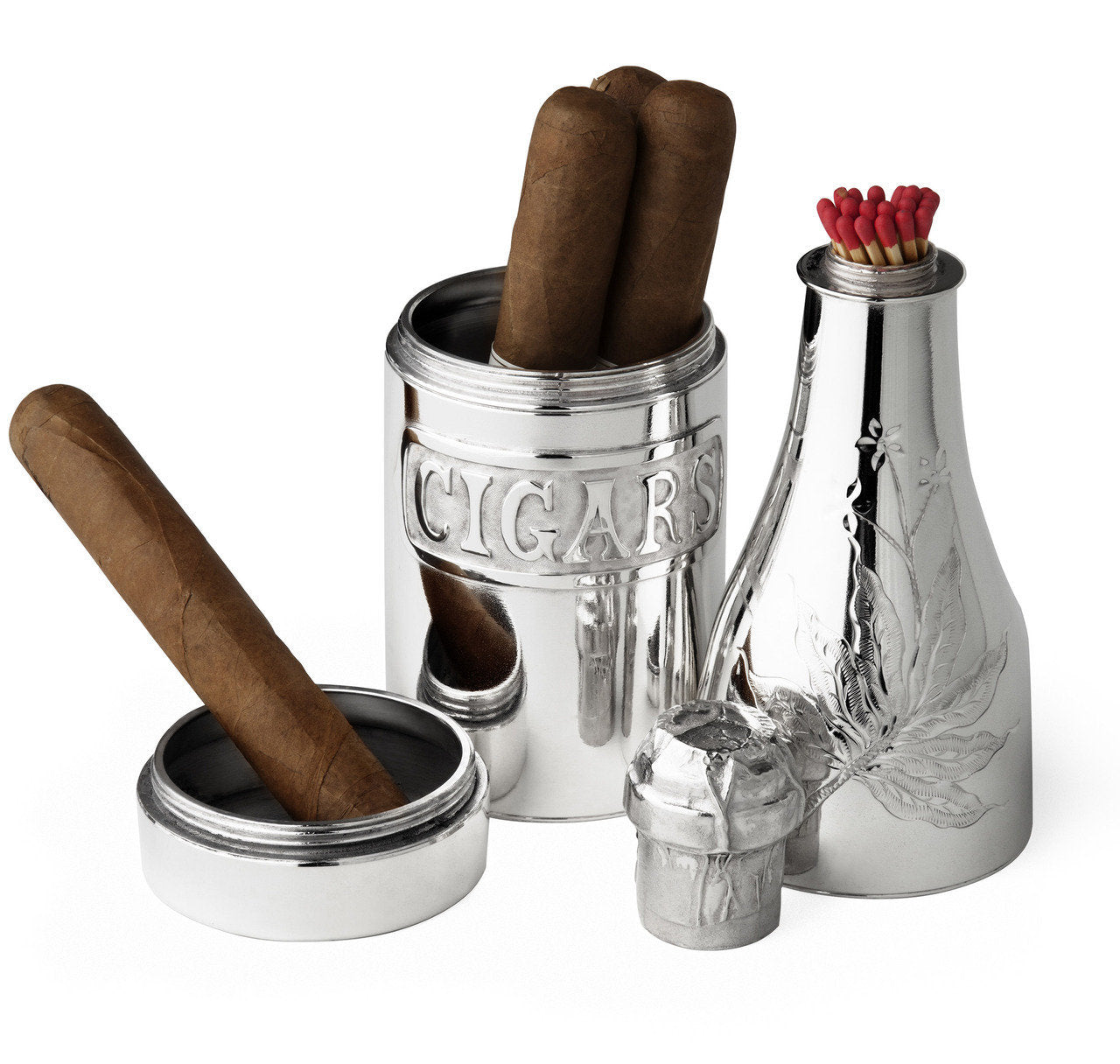 Pairpoint Silver-Plated Champagne Bottle Form Cigar Humidor