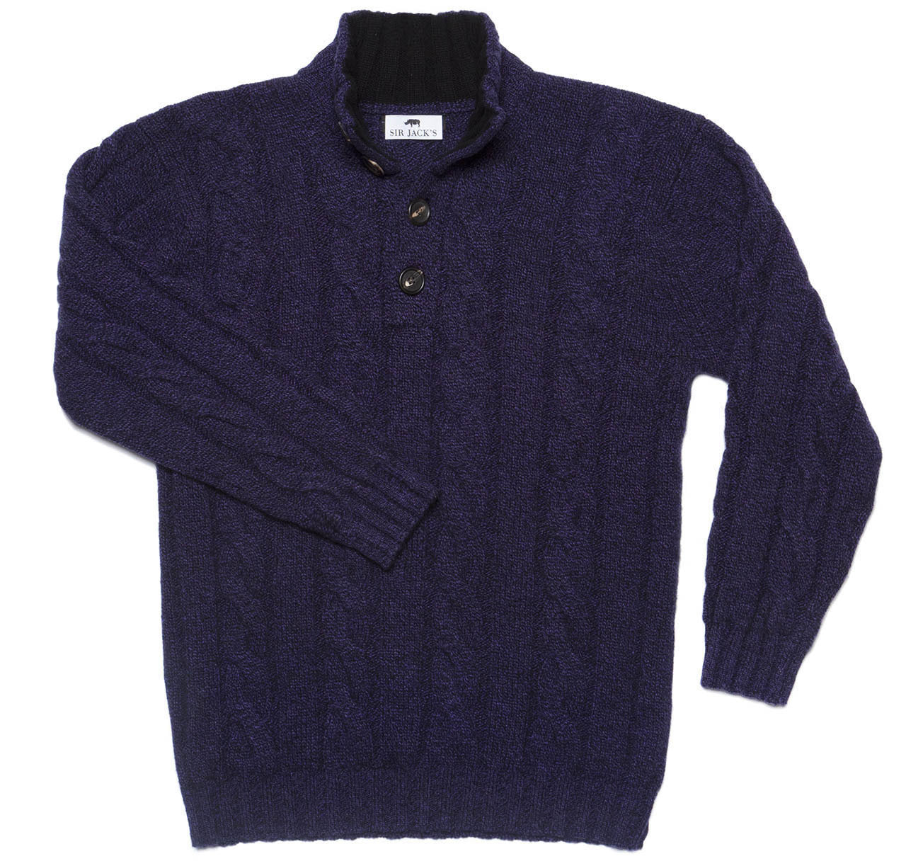 Sir Jack's Cashmere Cable Knit Mockneck Sweater in Dark Plum