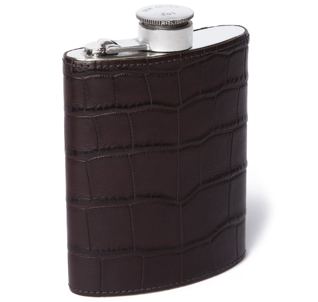 Chocolate Alligator 6oz Kidney Captive Top Flask